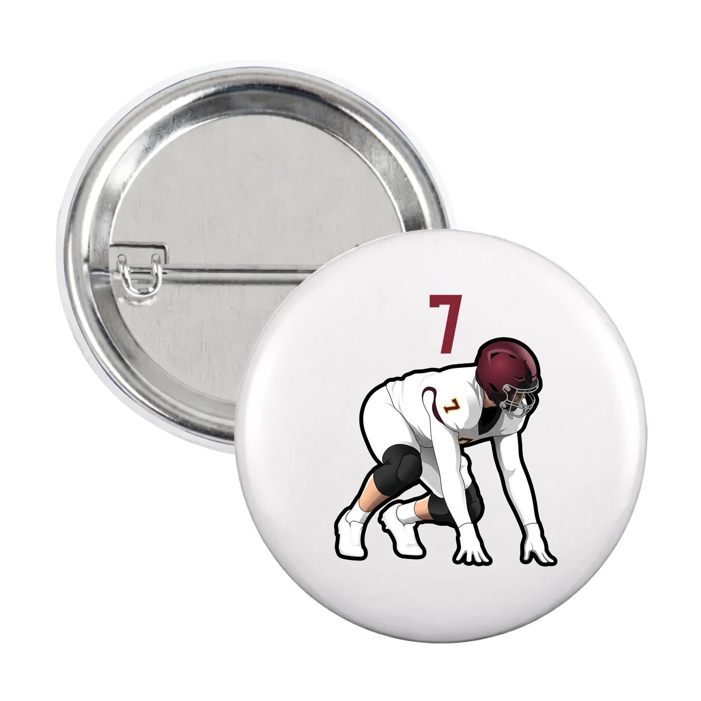 Game Day Button — Number Top in White