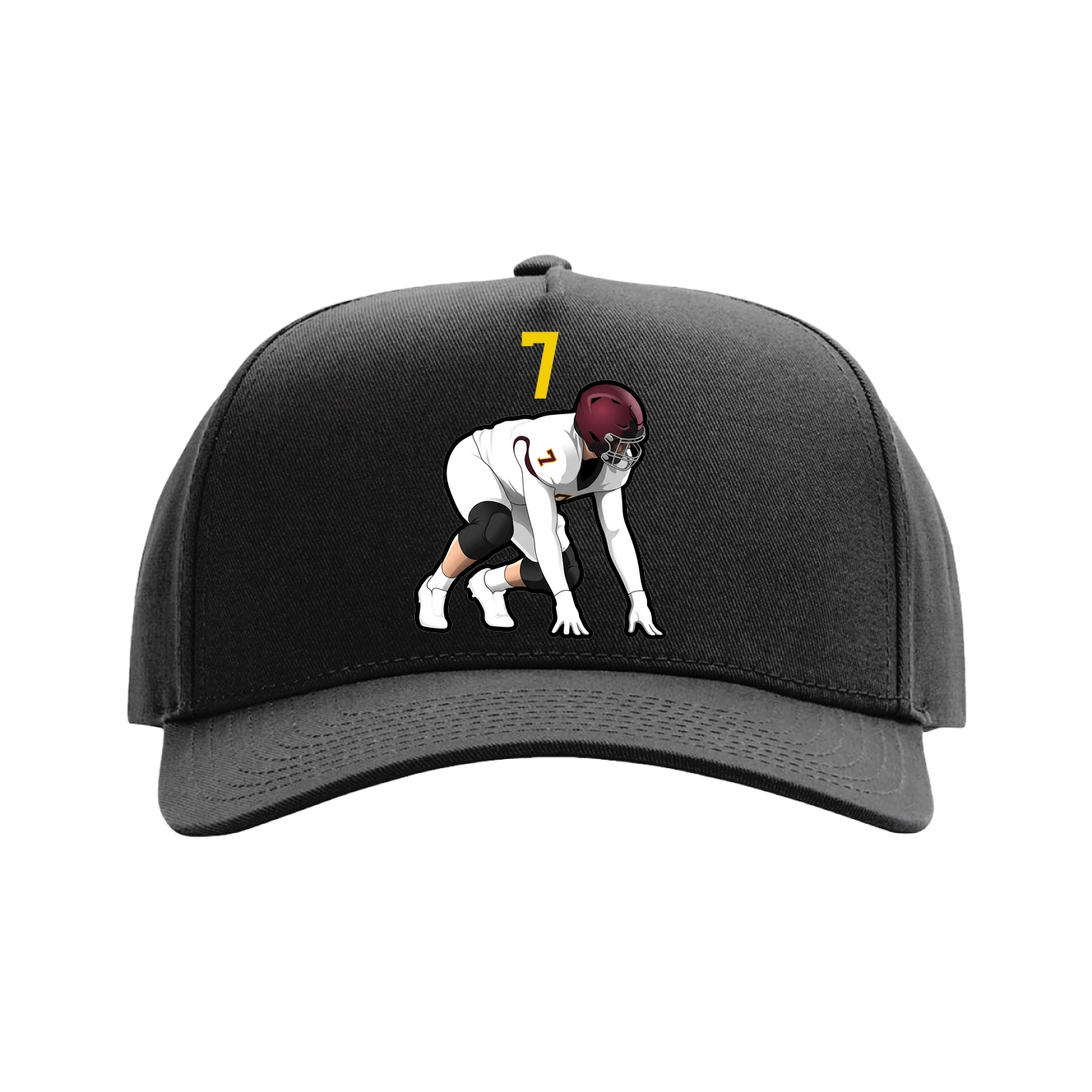 Full Fabric Five-Panel Champ Cap — Number Top in Black