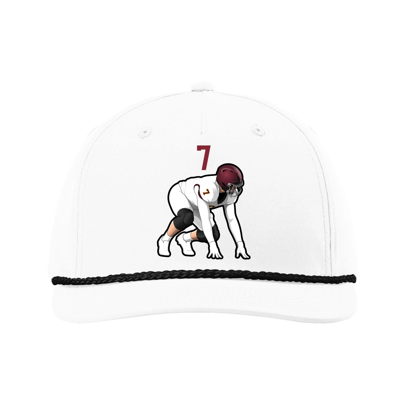 Five-Panel Classic Rope Cap — Number Top in White