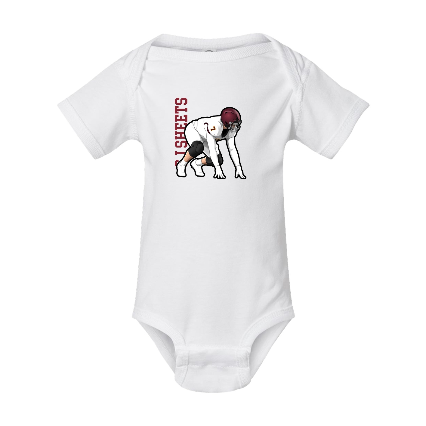 Baby Onesie — Name Vertical in White