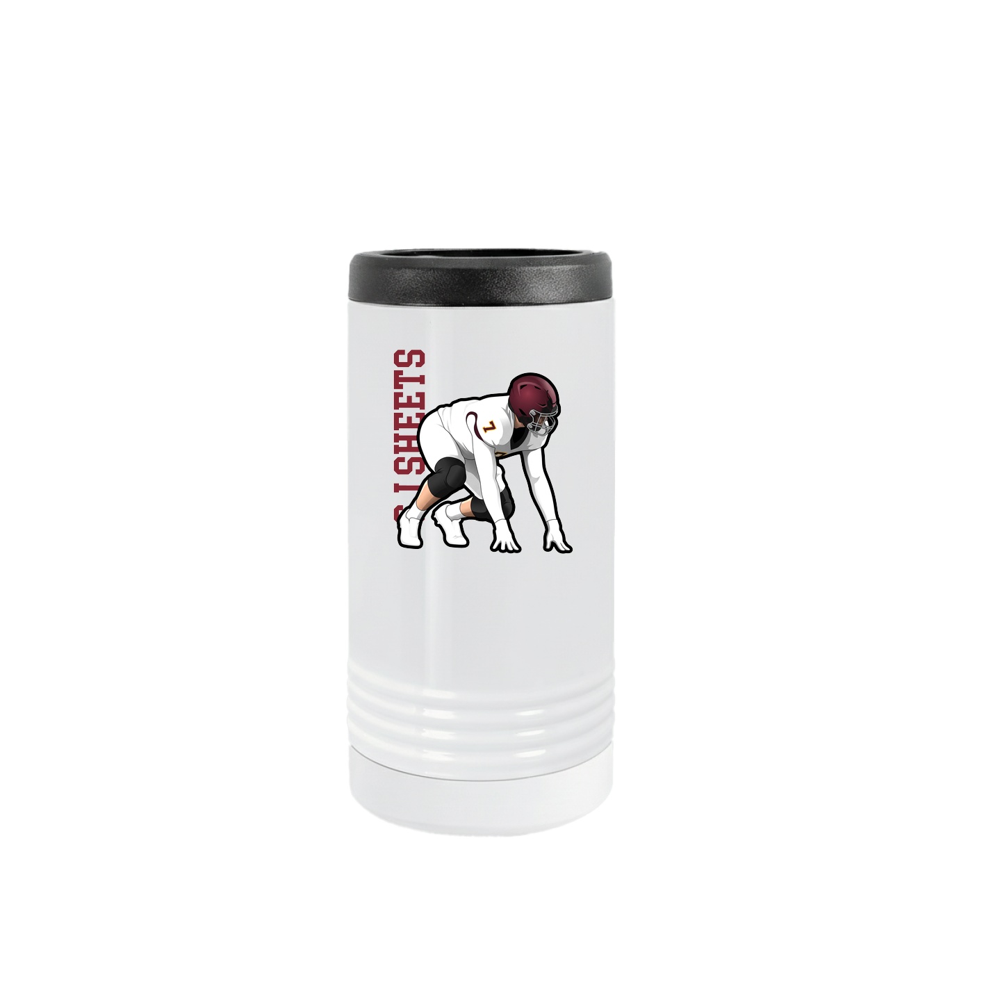 Slim Beverage Holder — Name Vertical in White
