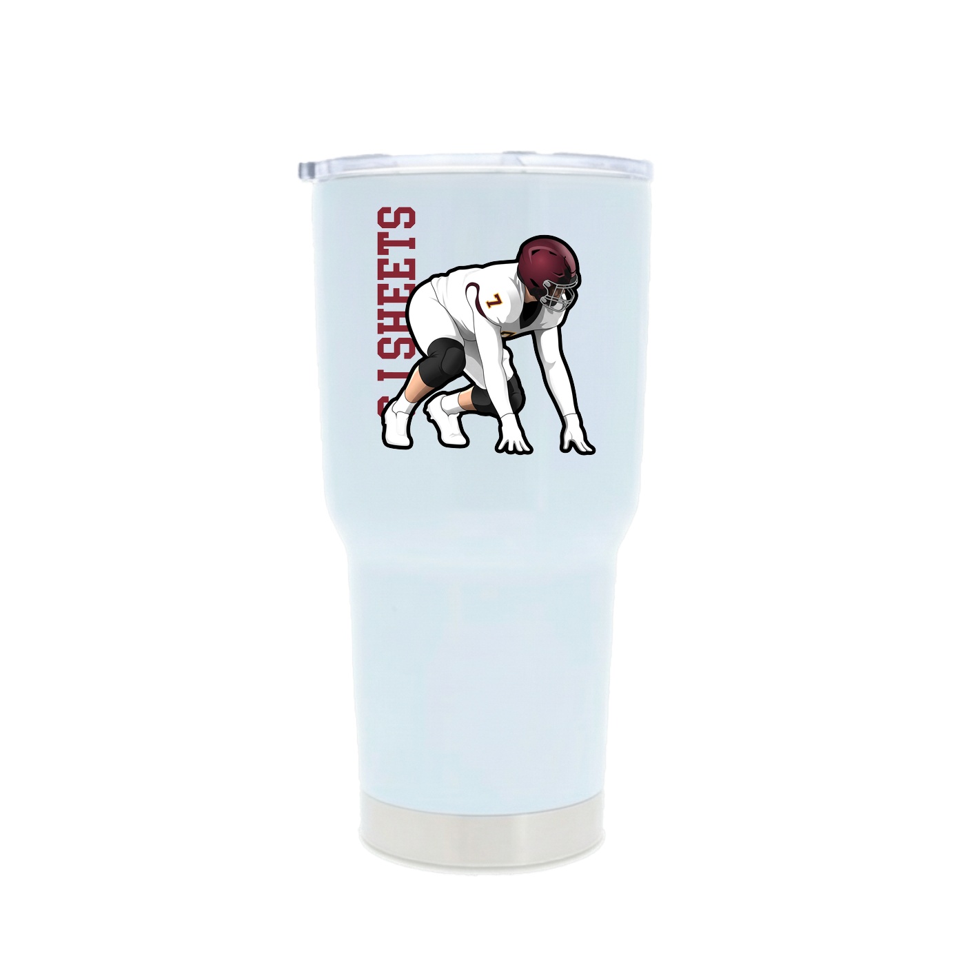 30oz Stainless Steel Tumbler — Name Vertical in White