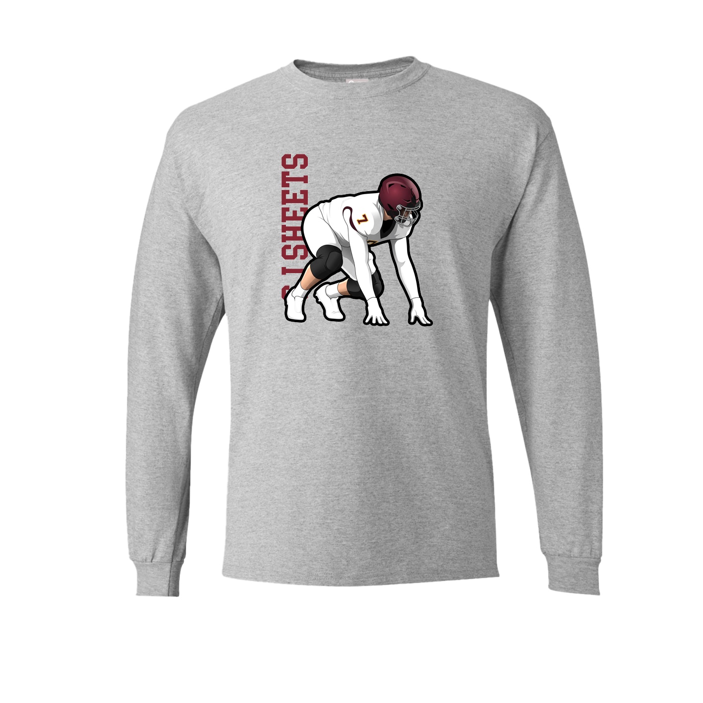 Long Sleeve Tee — Name Vertical in Grey