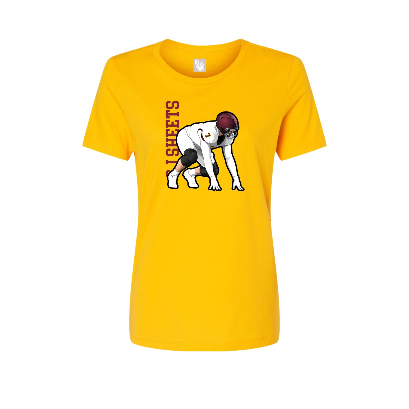 Fitted Women's Tee — Name Vertical in Gold