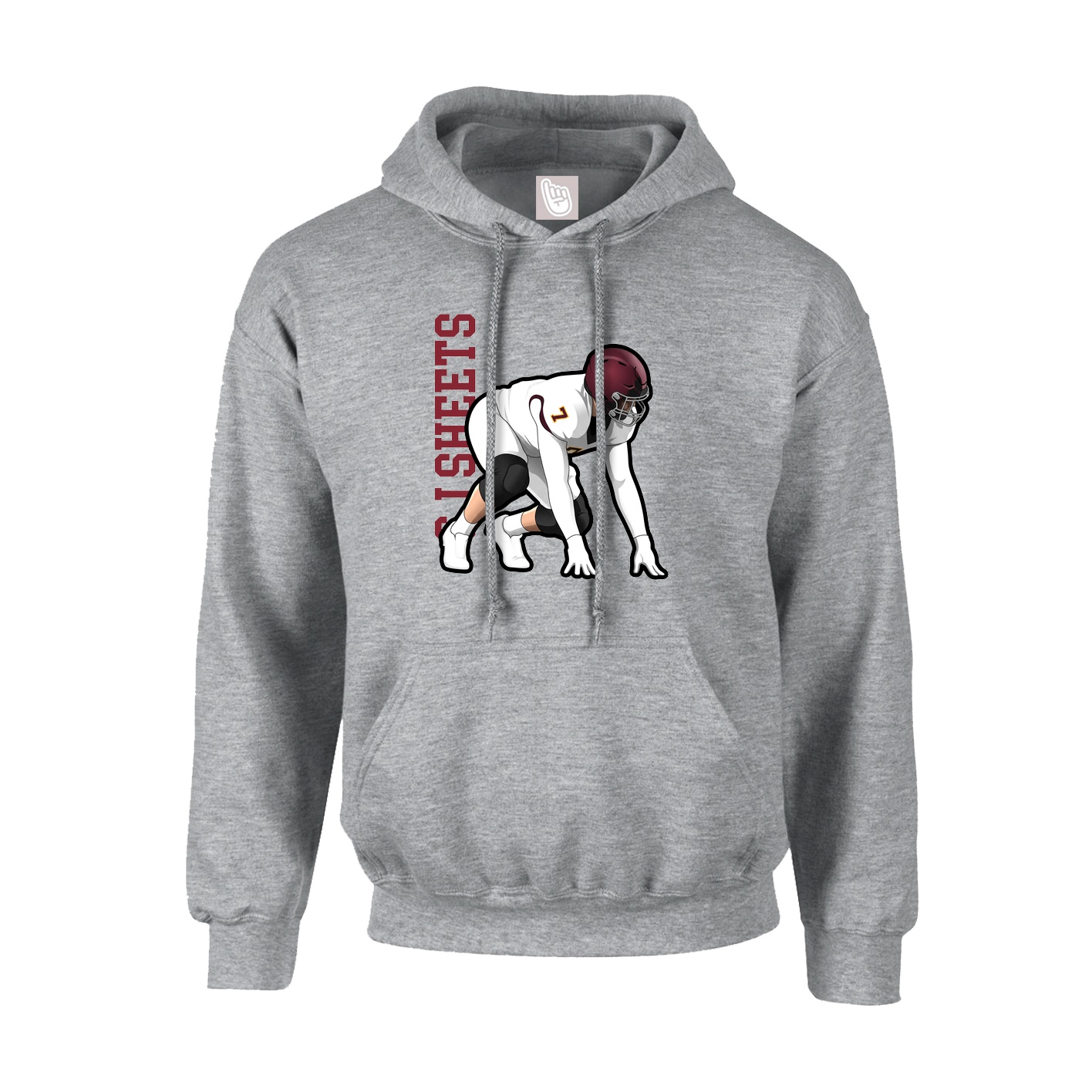 Youth Hoodie — Name Vertical in Grey