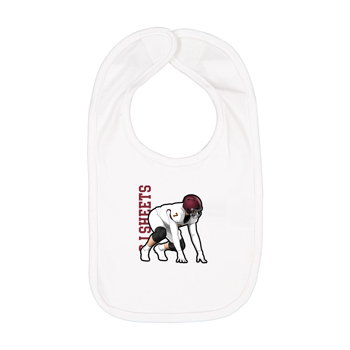 Infant Bib — Name Vertical in White