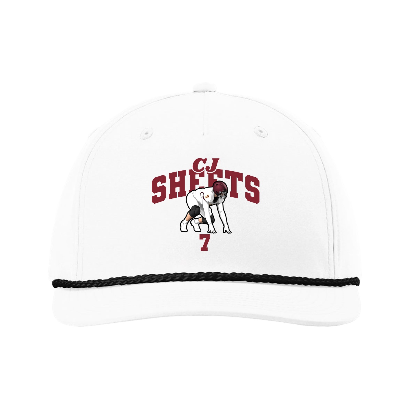 Five-Panel Classic Rope Cap — Signature Arch in White