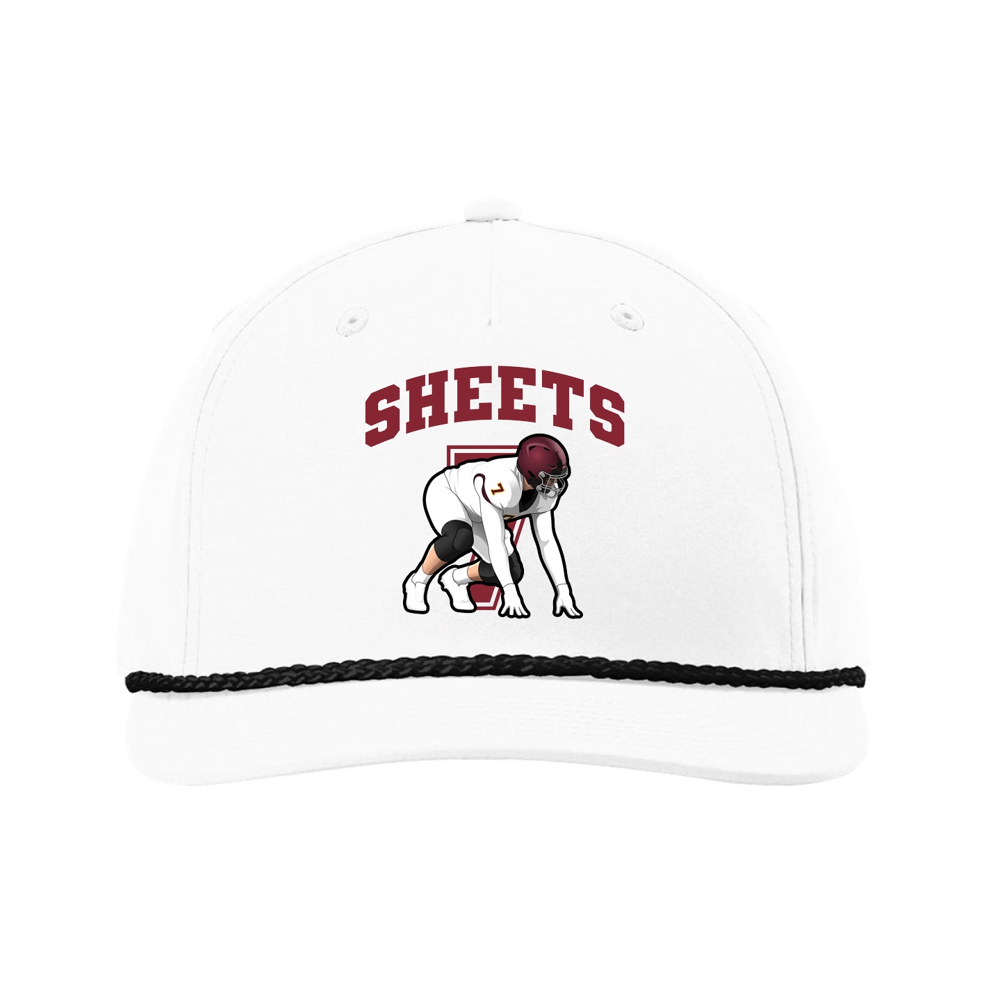 Five-Panel Classic Rope Cap — Number in White