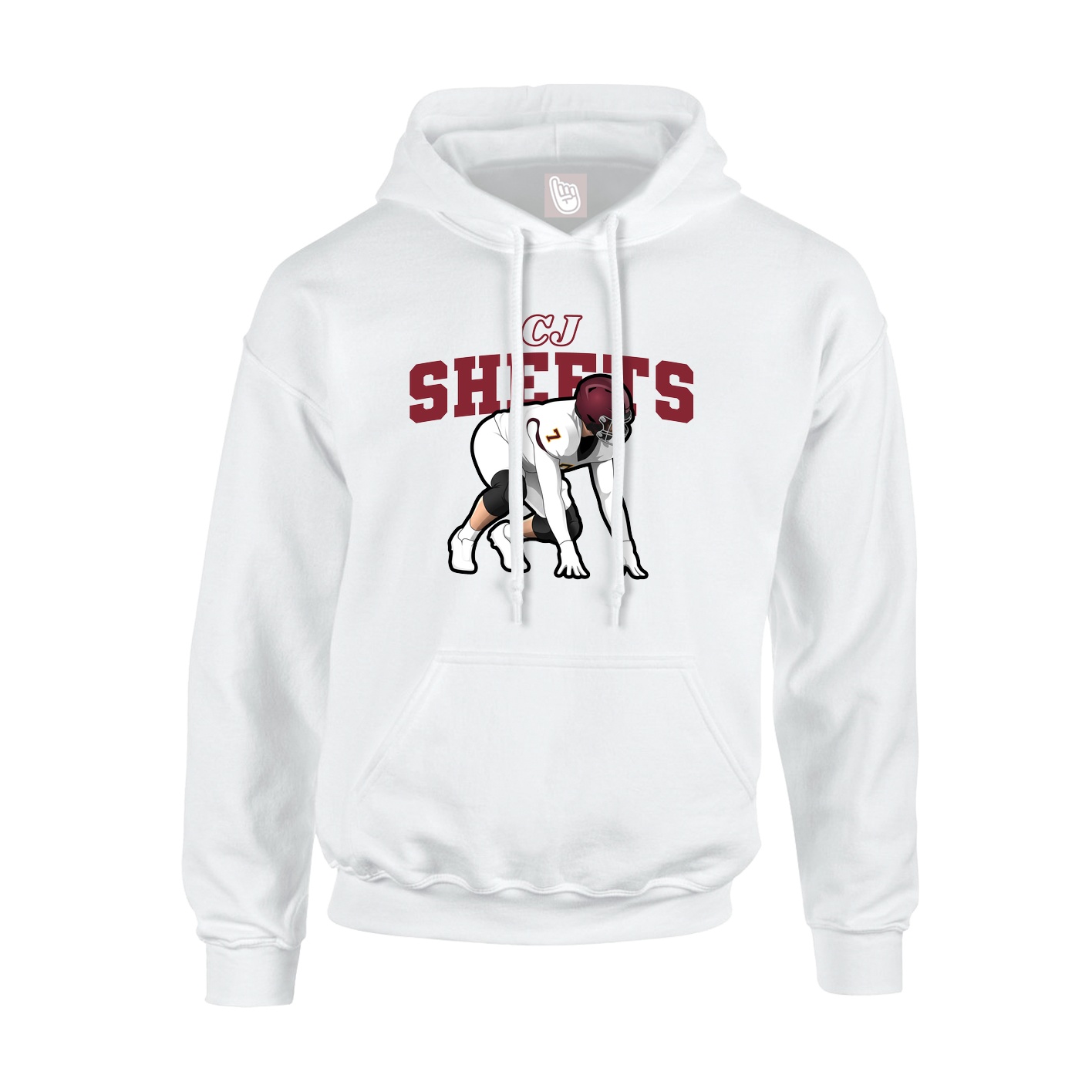 Youth Hoodie — Name Arch in White