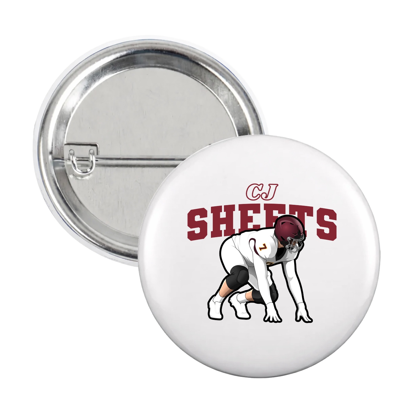 Game Day Button — Name Arch in White