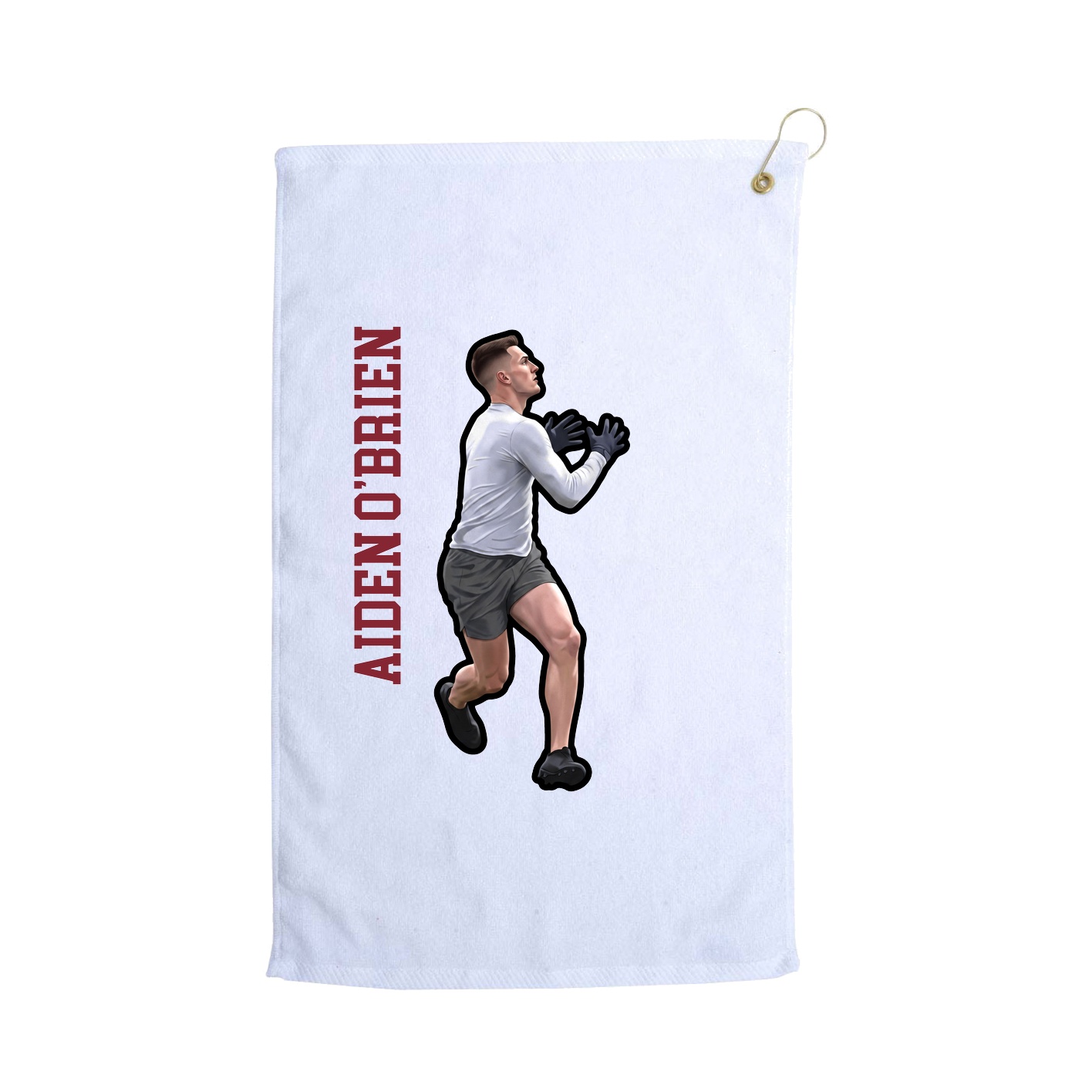 Golf Towel — Name Vertical in White