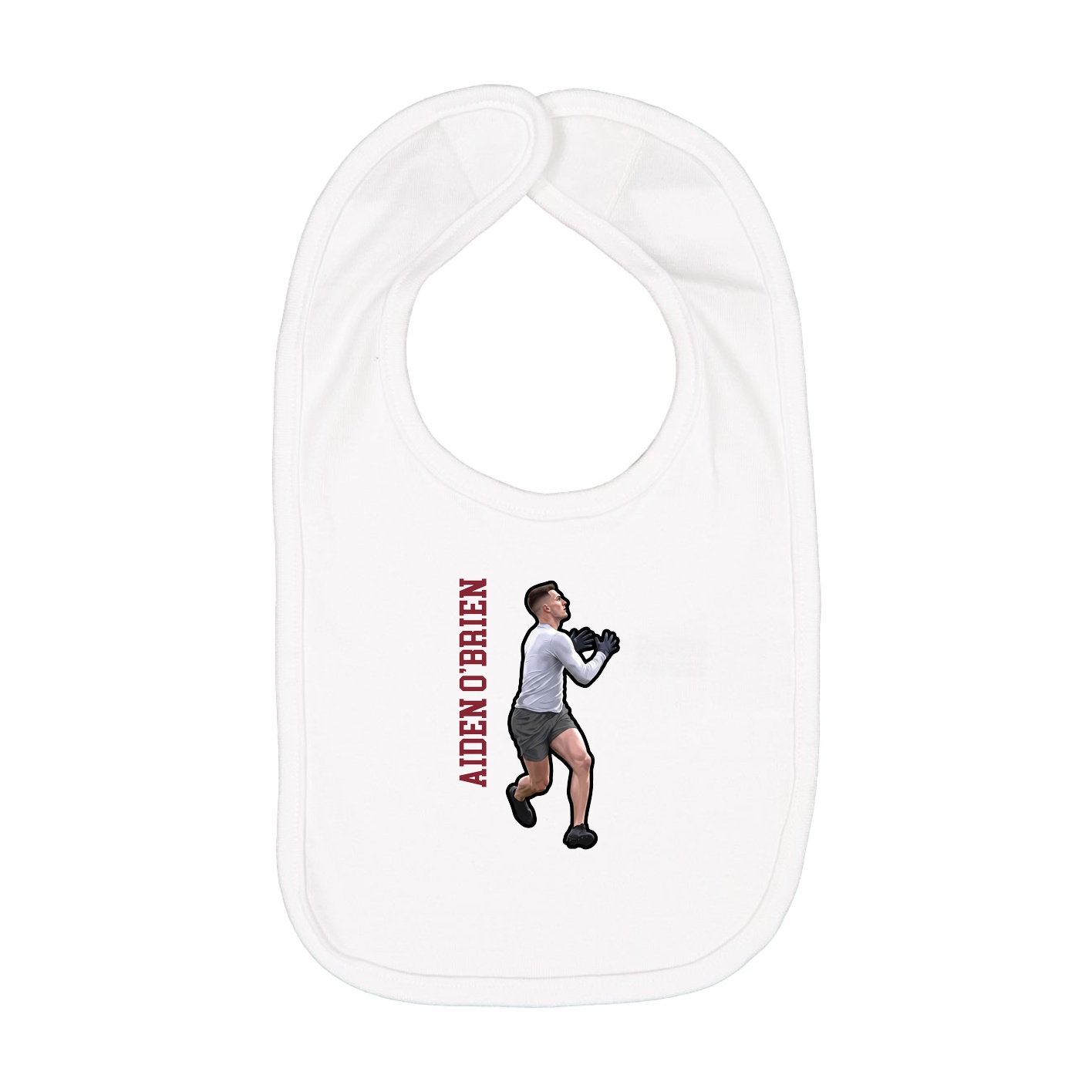 Infant Bib — Name Vertical in White