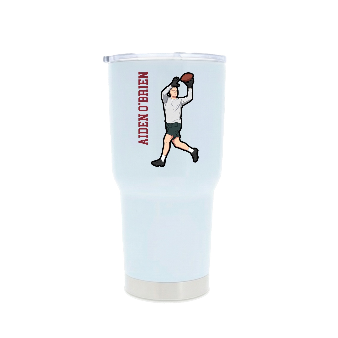 30oz Stainless Steel Tumbler — Name Vertical in White