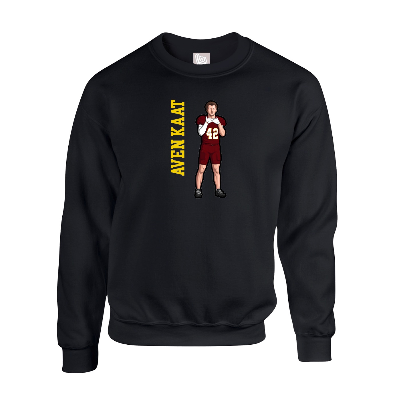 Fleece Crew — Name Vertical in Black