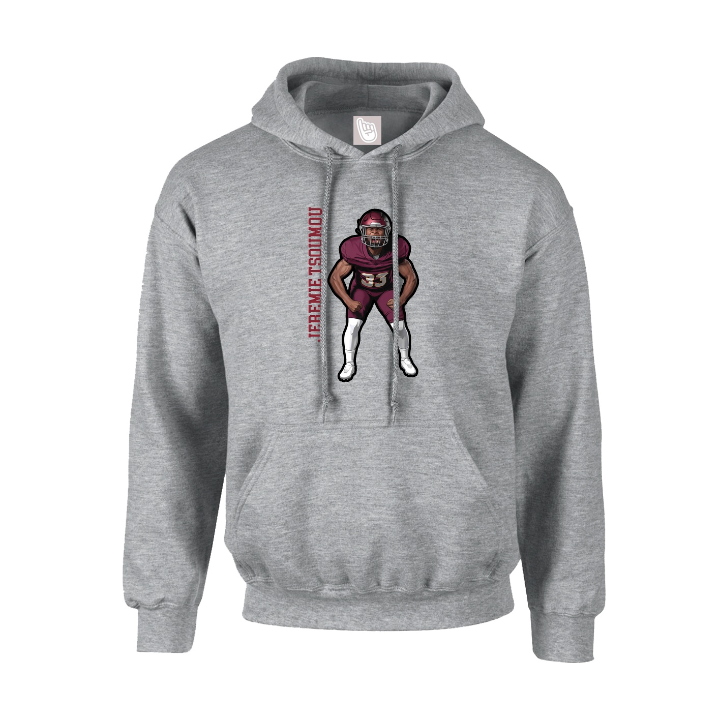 Youth Hoodie — Name Vertical in Grey