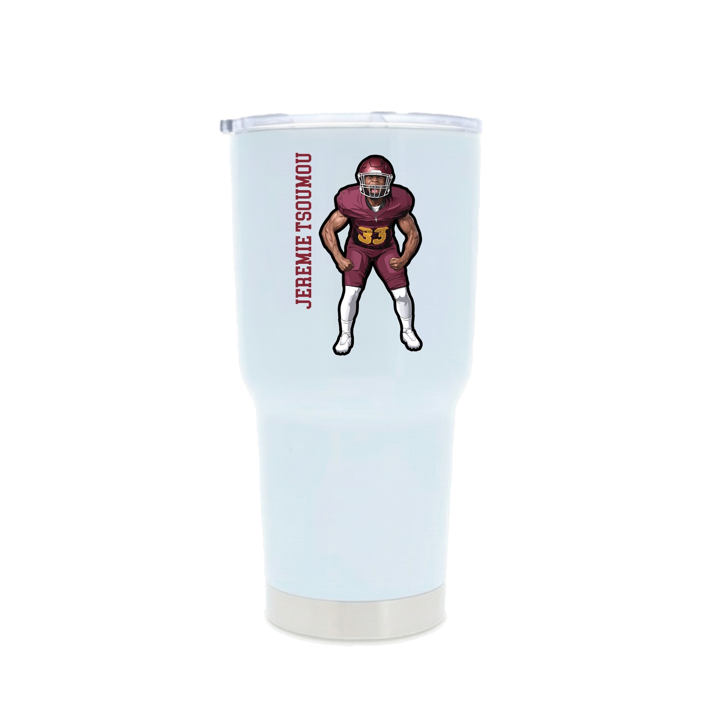 30oz Stainless Steel Tumbler — Name Vertical in White