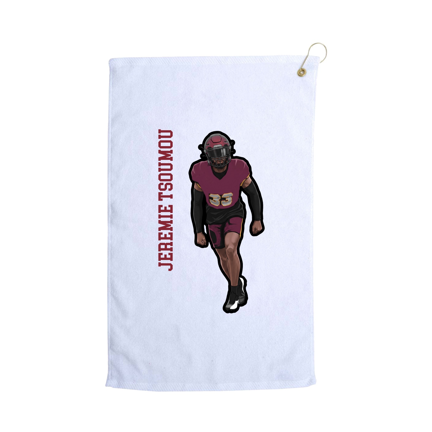 Golf Towel — Name Vertical in White