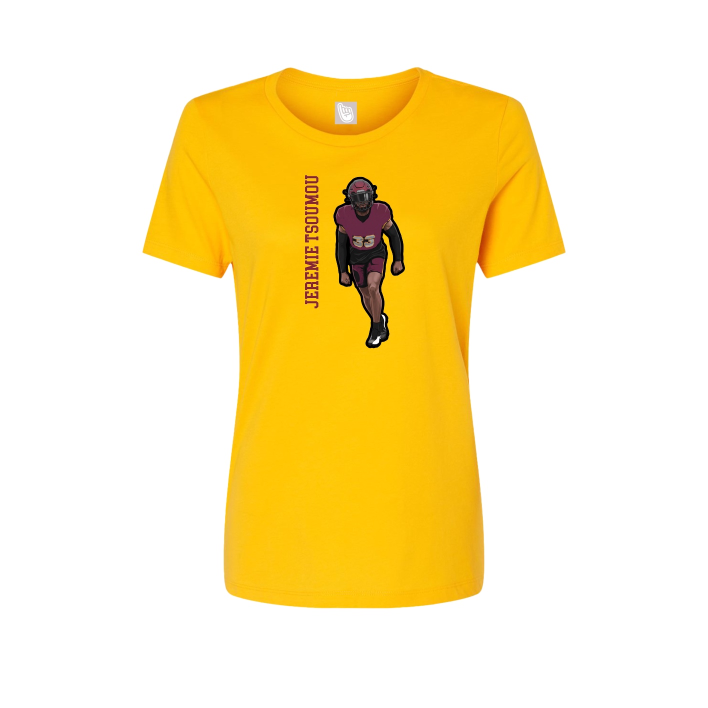 Fitted Women's Tee — Name Vertical in Gold