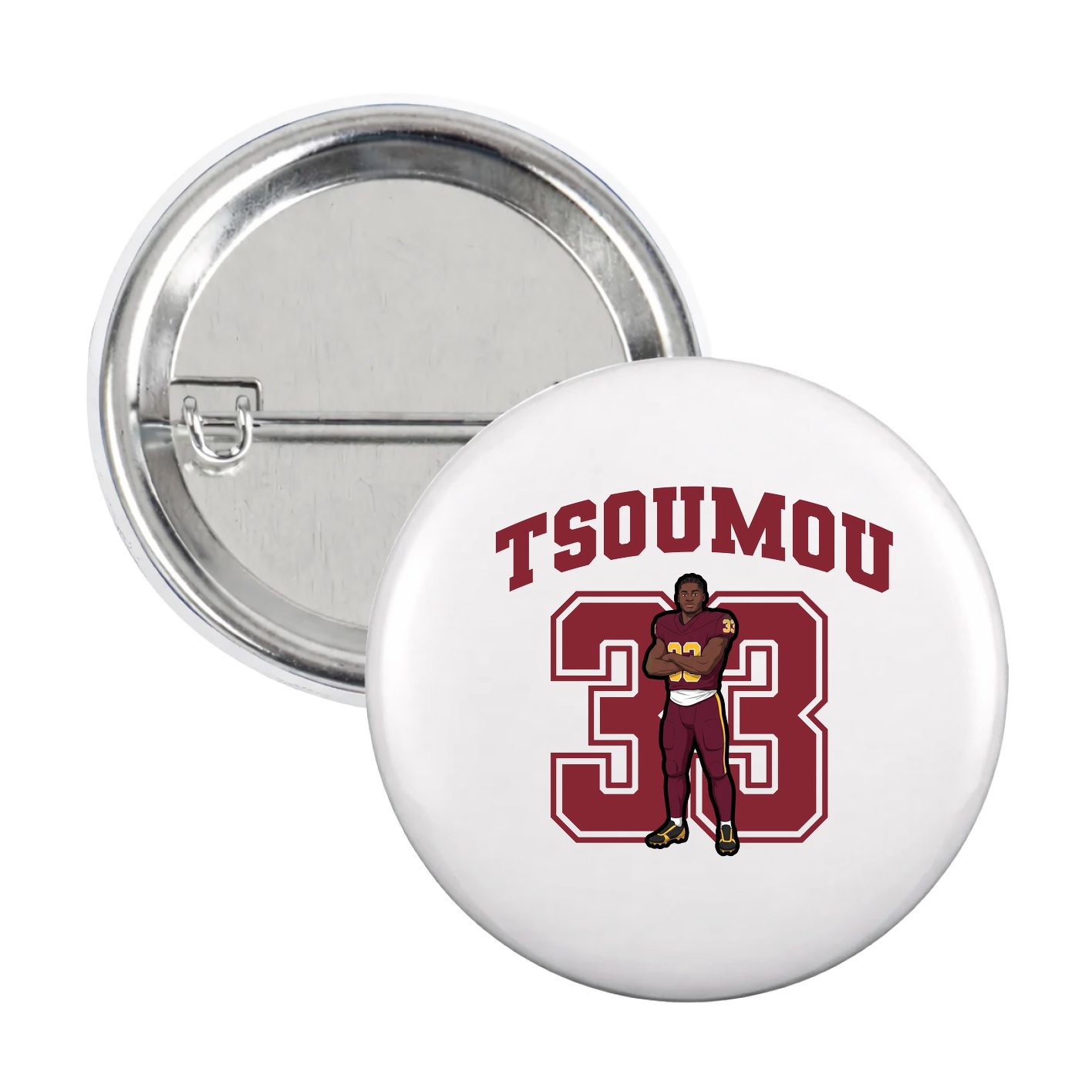 Game Day Button — Number in White
