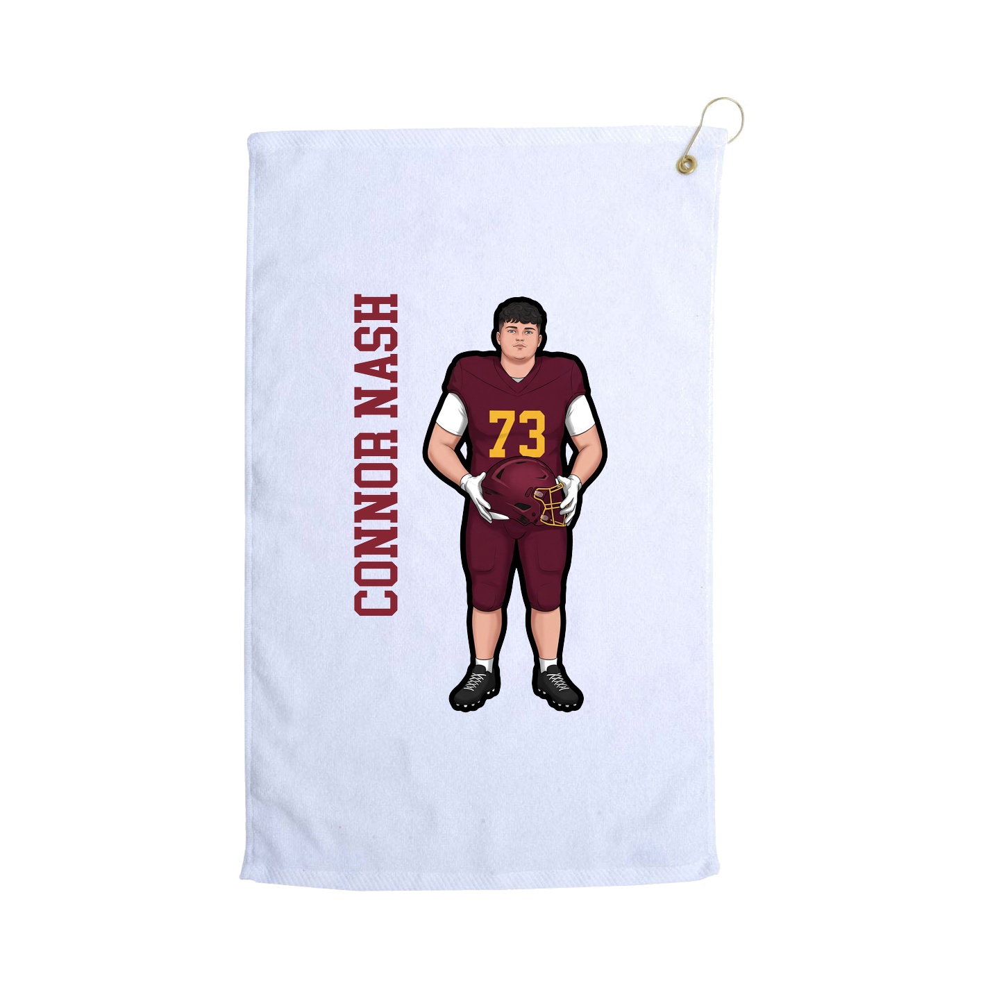 Golf Towel — Name Vertical in White