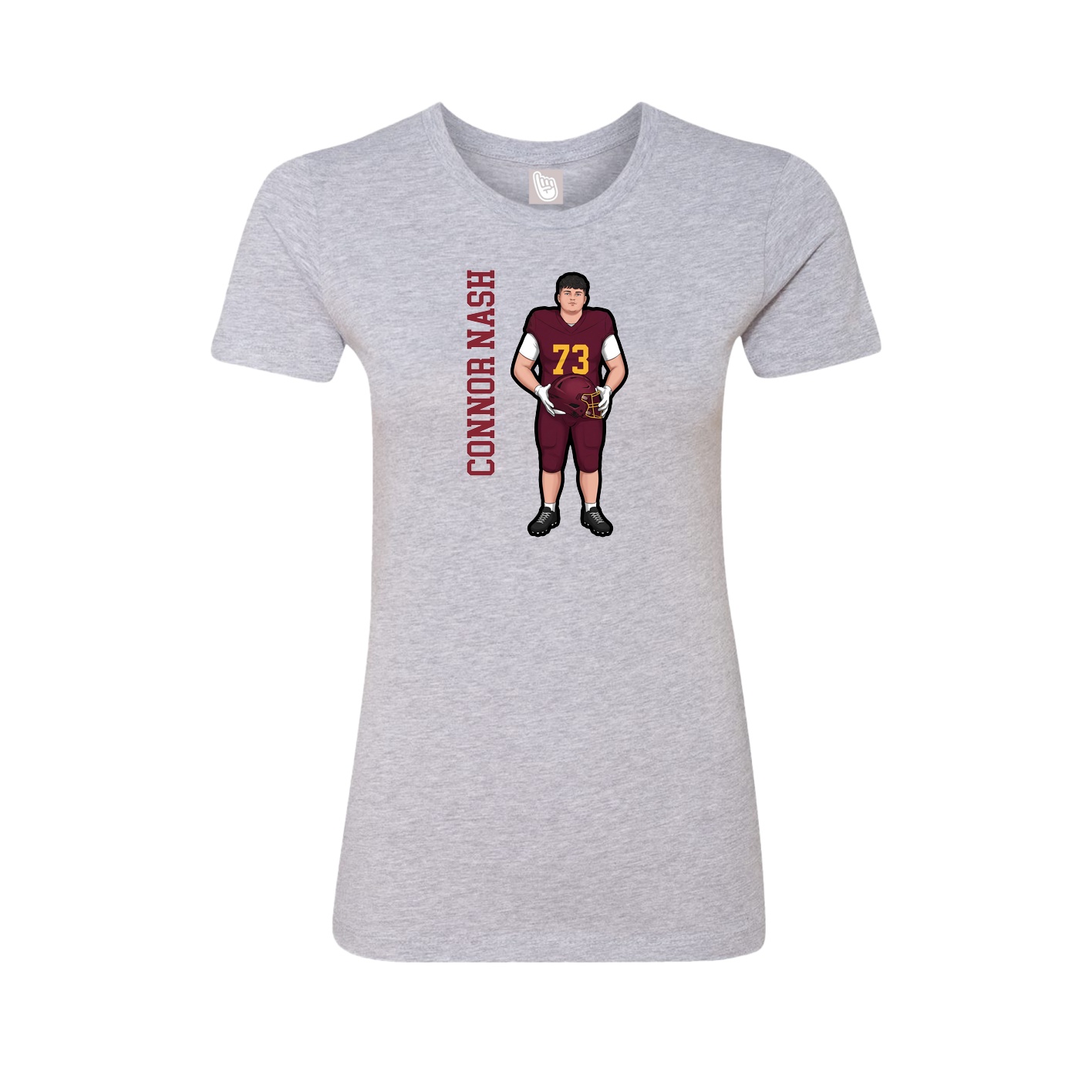 Fitted Women's Tee — Name Vertical in Grey