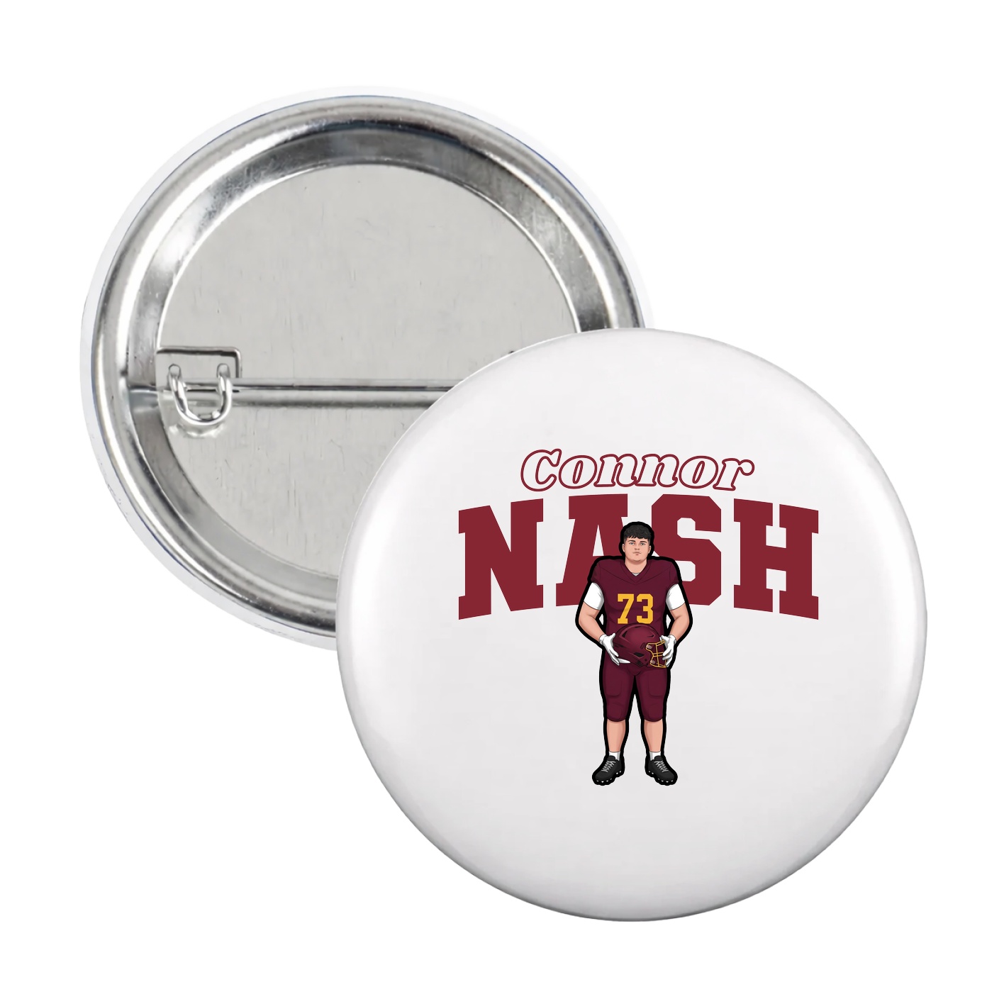 Game Day Button — Name Arch in White