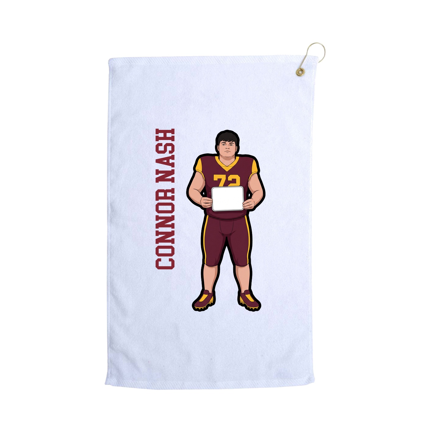 Golf Towel — Name Vertical in White