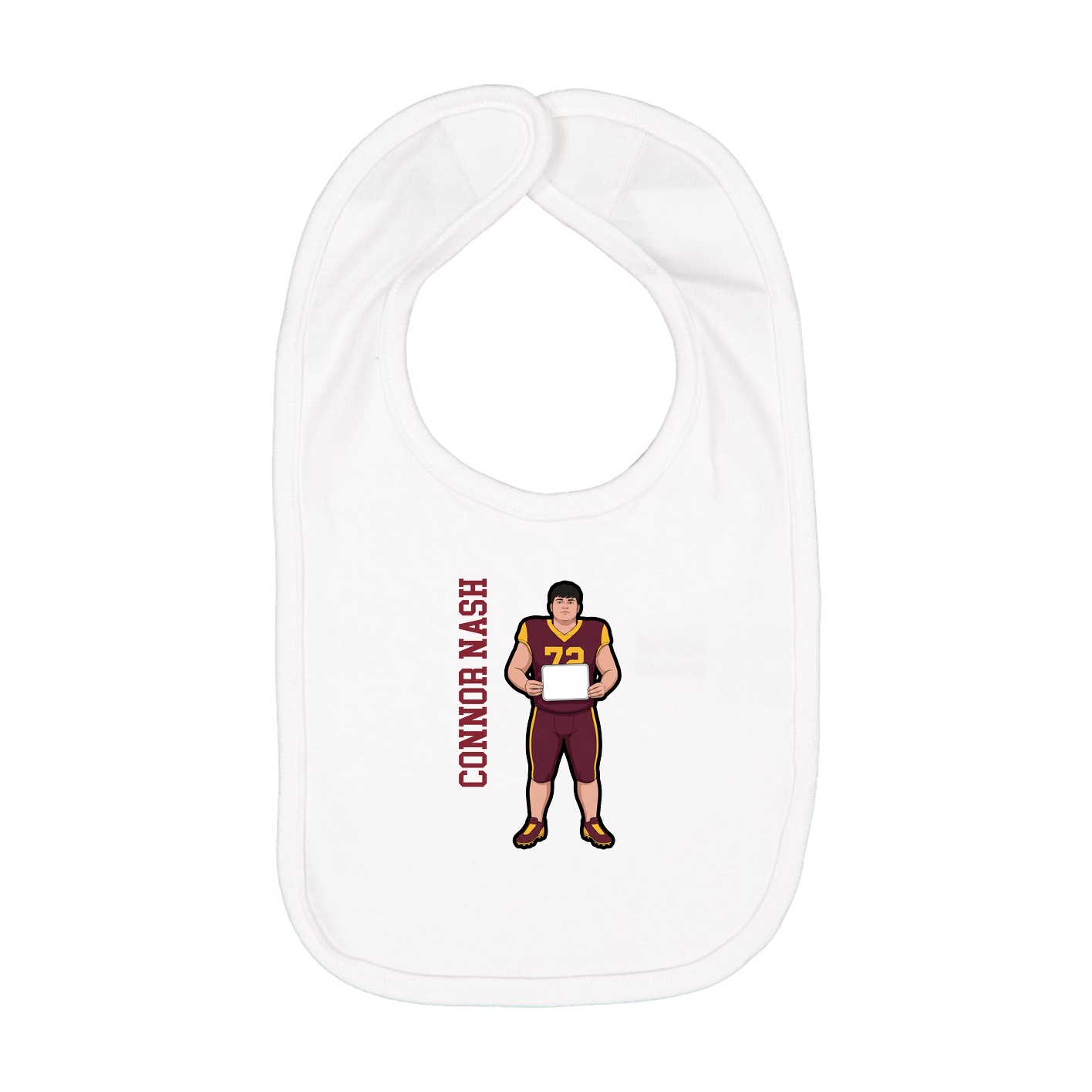 Infant Bib — Name Vertical in White