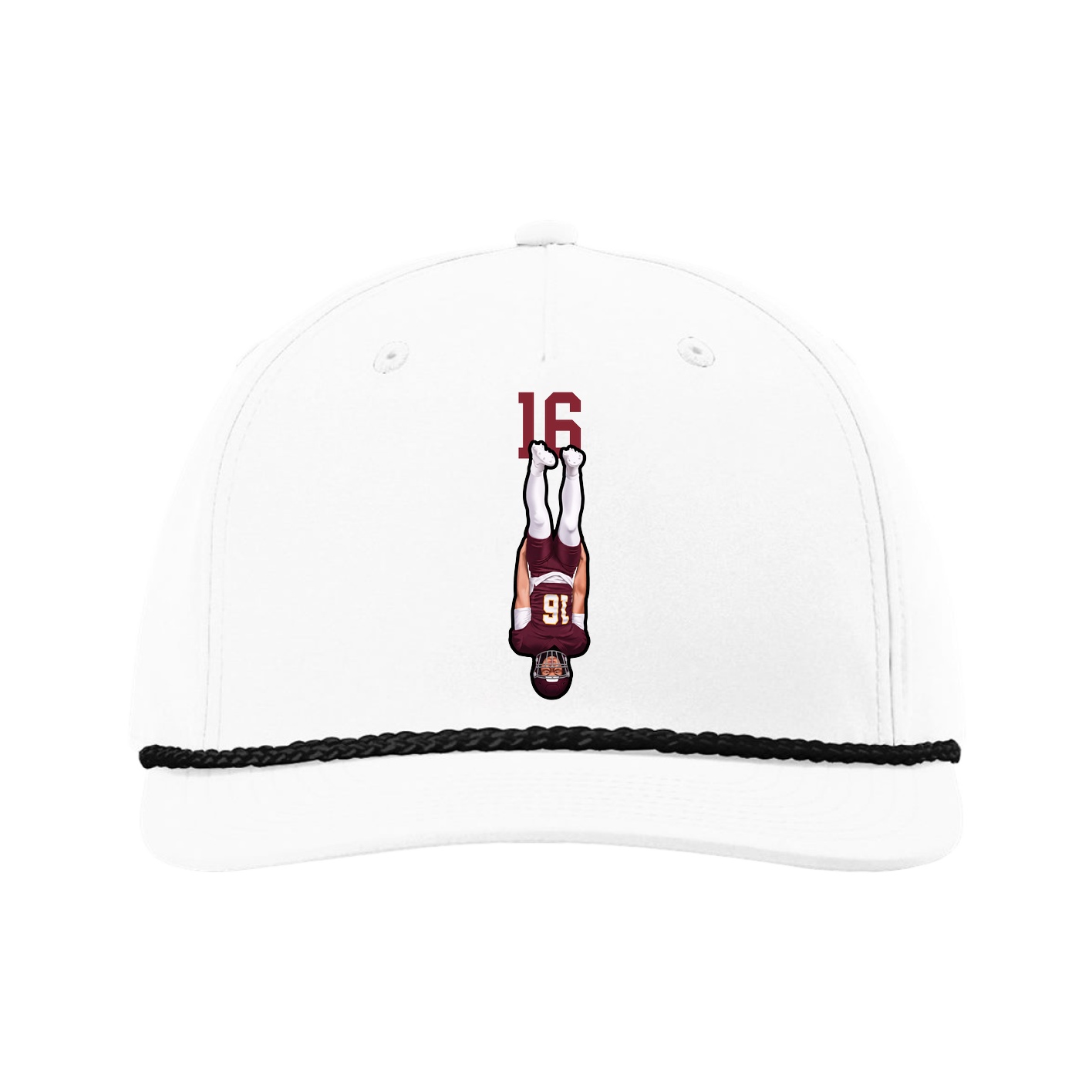 Five-Panel Classic Rope Cap — Number Top in White
