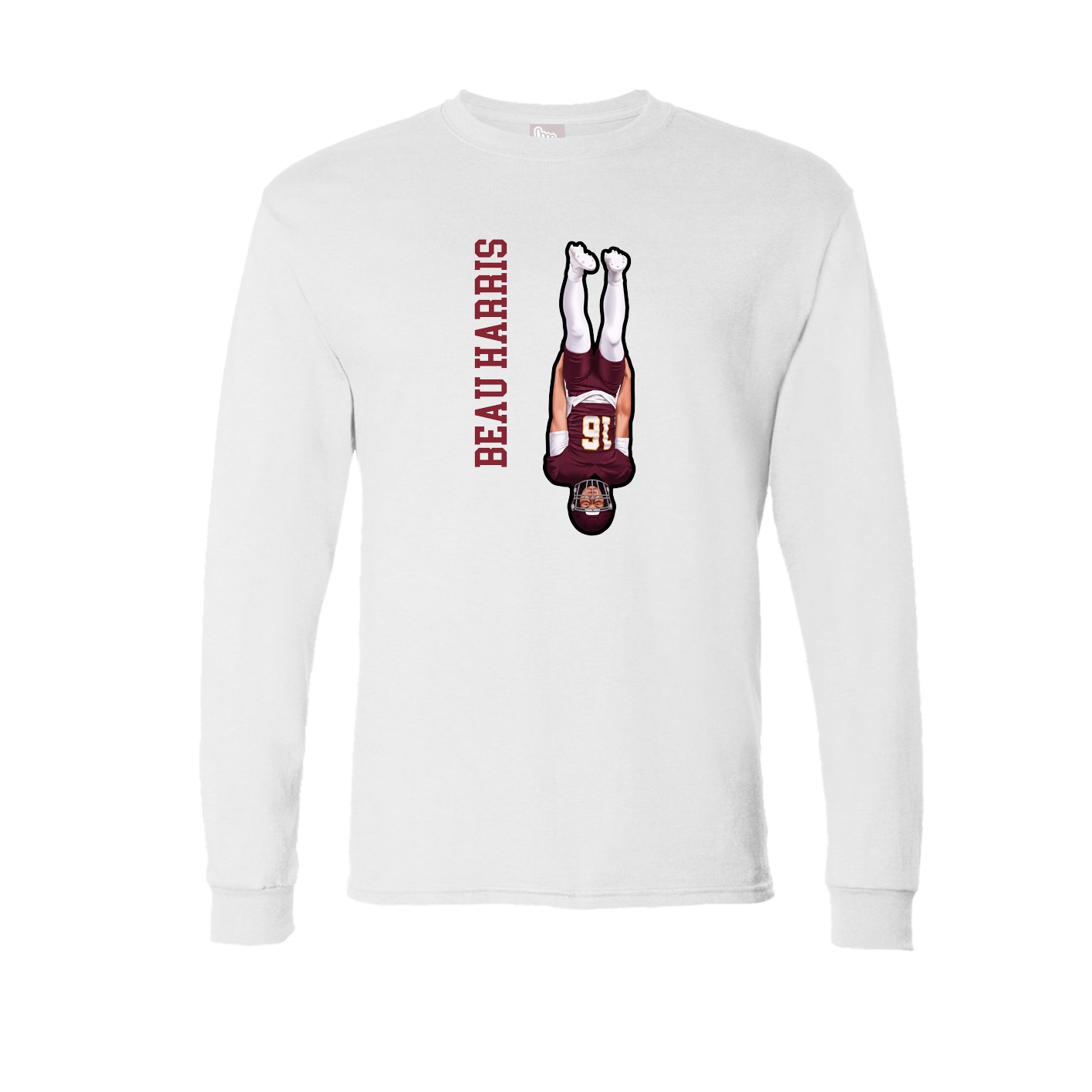 Long Sleeve Tee — Name Vertical in White