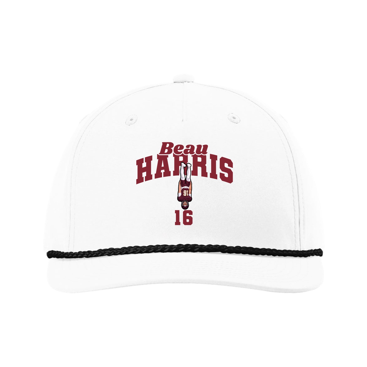 Five-Panel Classic Rope Cap — Signature Arch in White