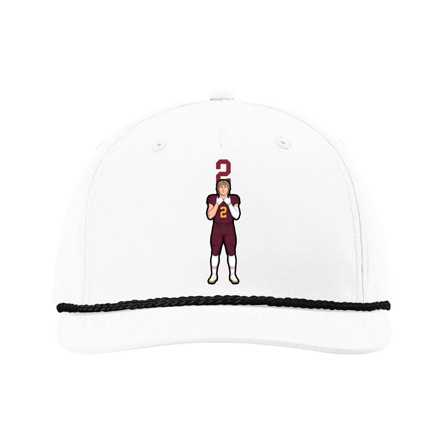 Five-Panel Classic Rope Cap — Number Top in White