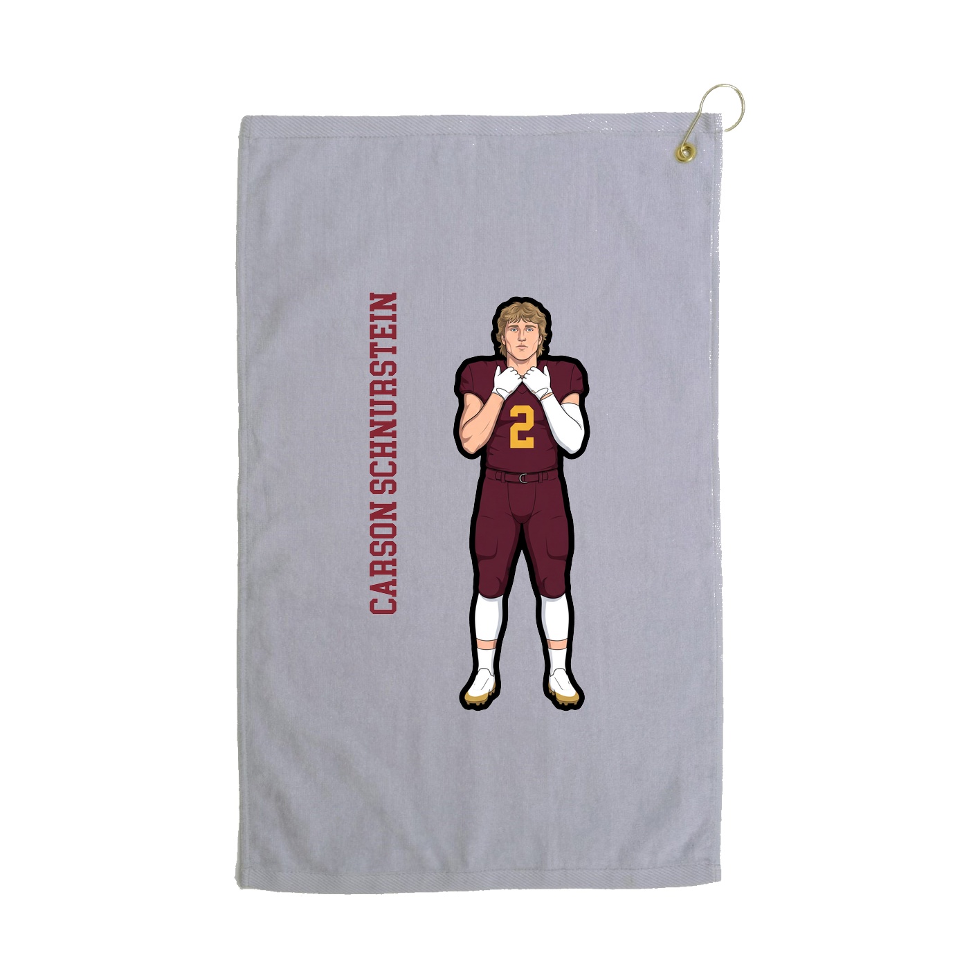 Golf Towel — Name Vertical in Grey
