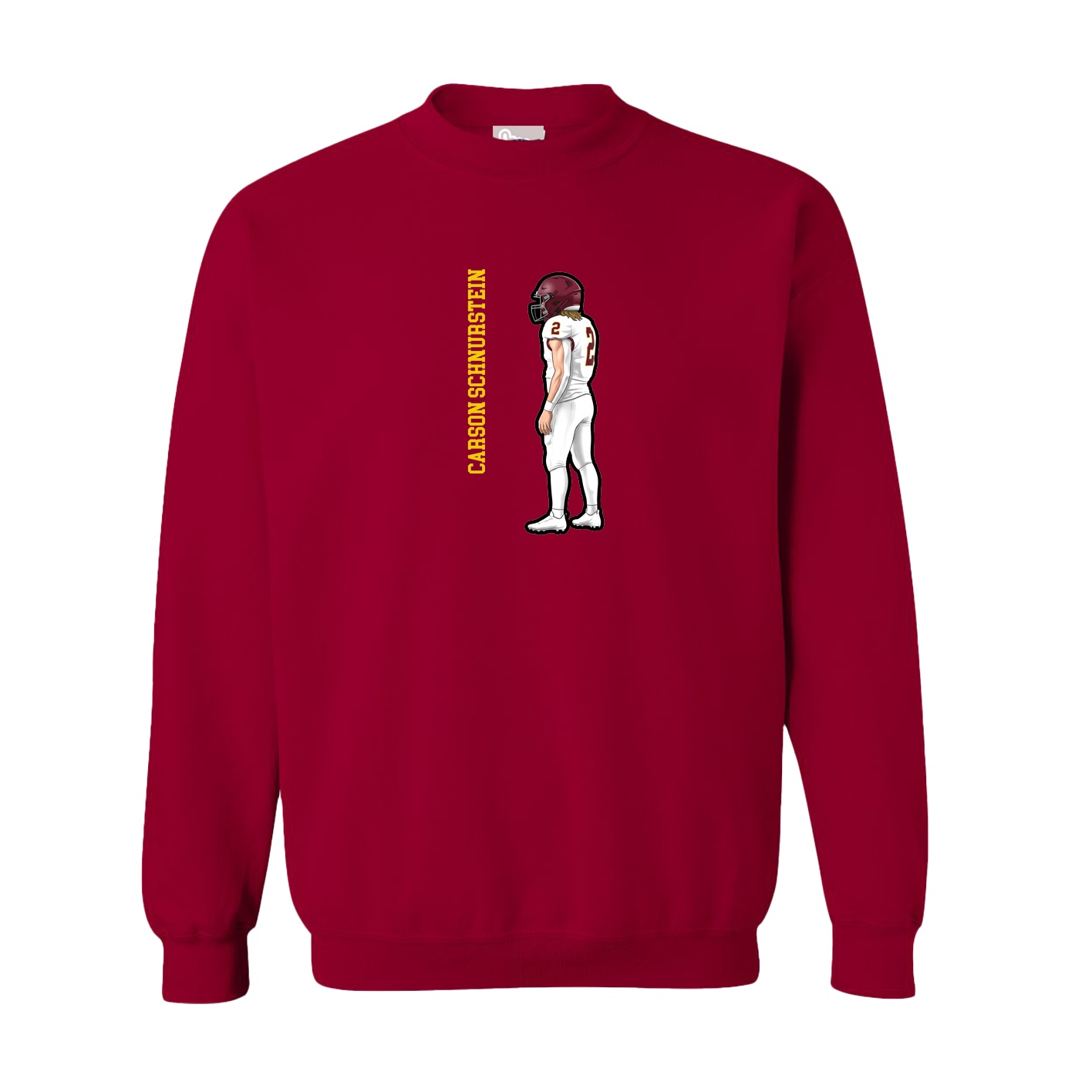 Fleece Crew — Name Vertical in Cardinal