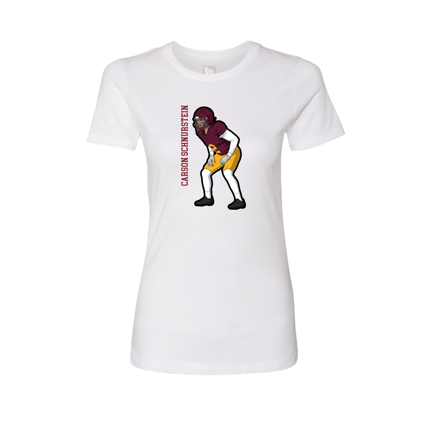Fitted Women's Tee — Name Vertical in White