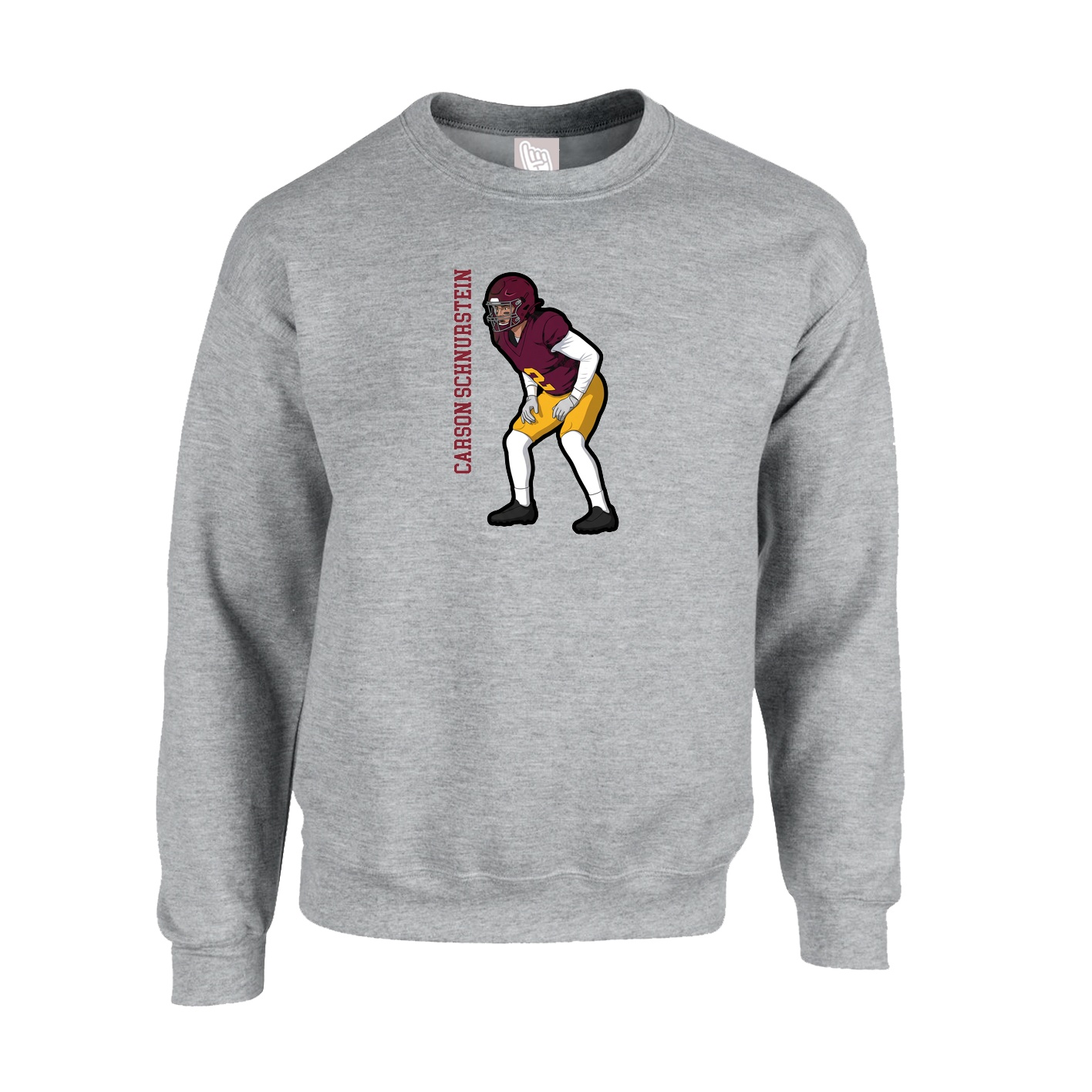 Fleece Crew — Name Vertical in Grey