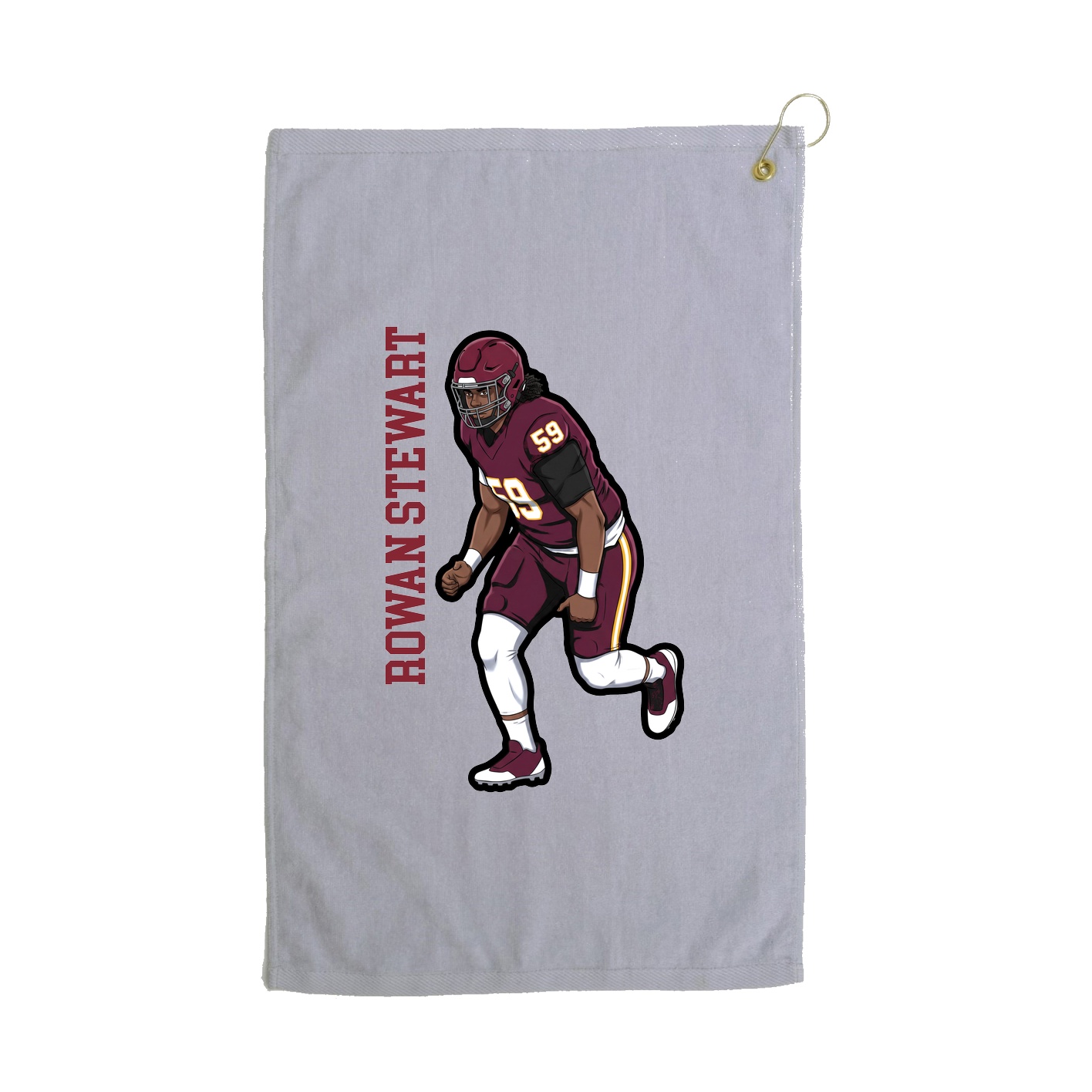Golf Towel — Name Vertical in Grey