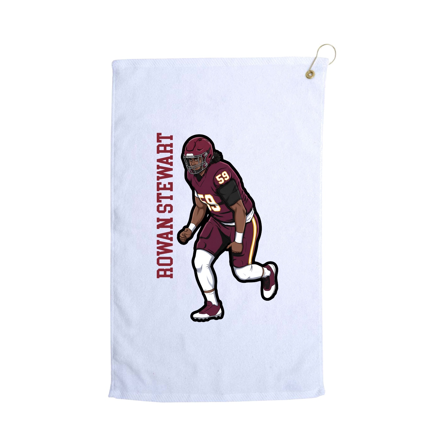 Golf Towel — Name Vertical in White
