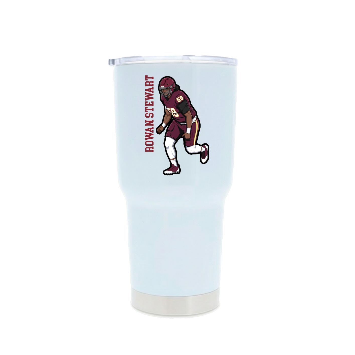 30oz Stainless Steel Tumbler — Name Vertical in White