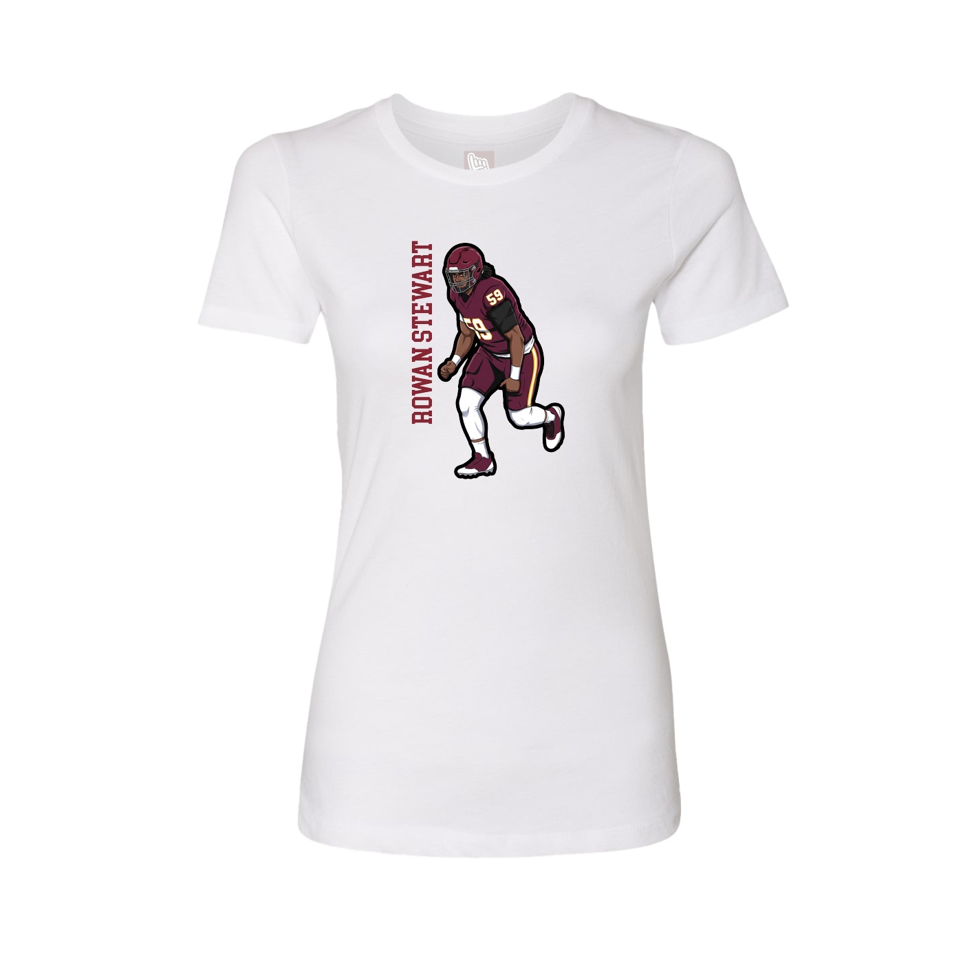 Womens Tee — Name Vertical in White