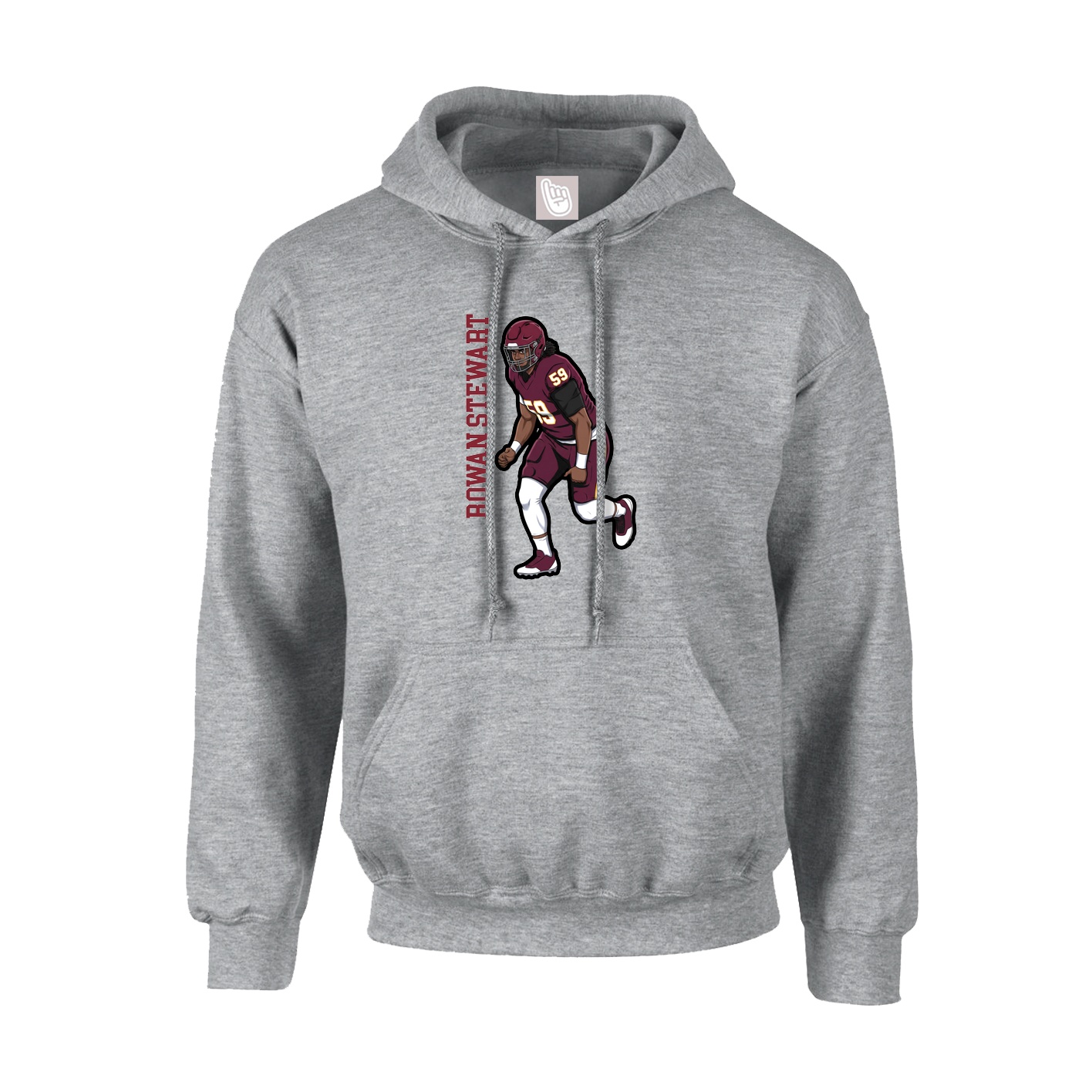Hoodie — Name Vertical in Grey