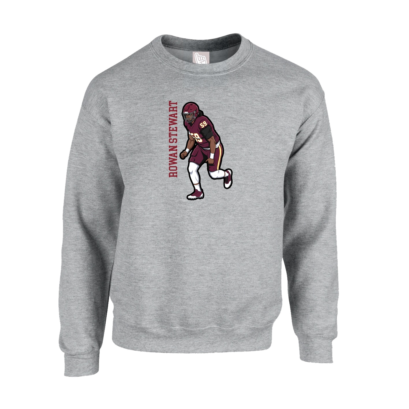Fleece Crew — Name Vertical in Grey