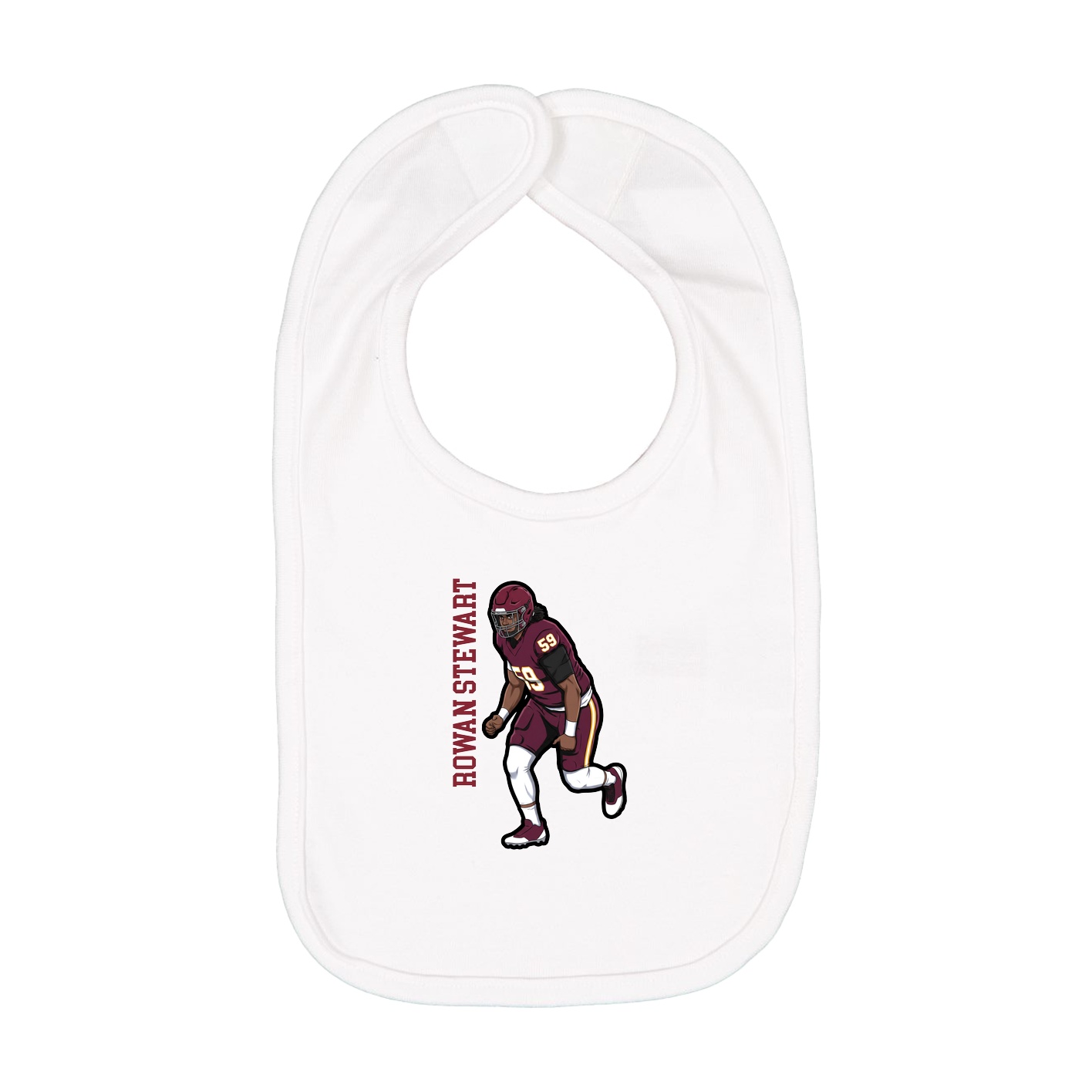 Infant Bib — Name Vertical in White