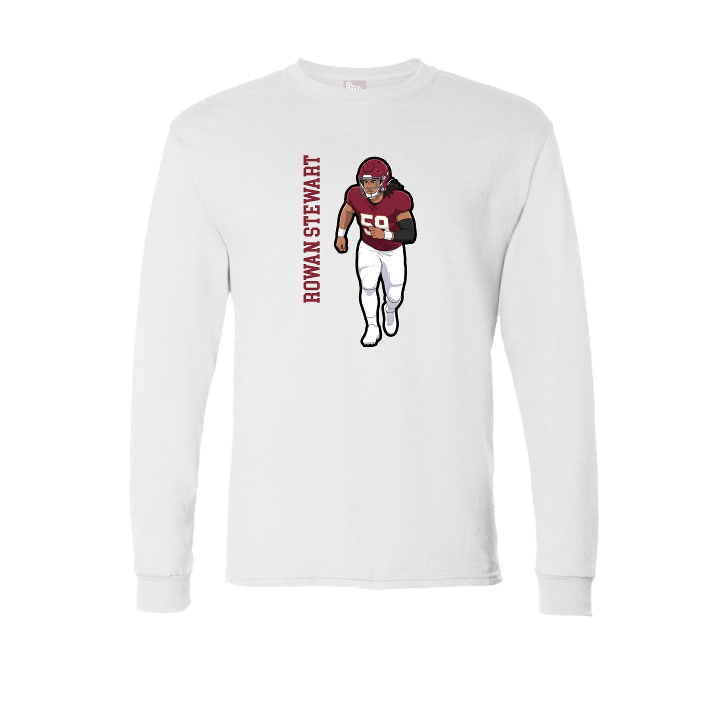 Long Sleeve Tee — Name Vertical in White