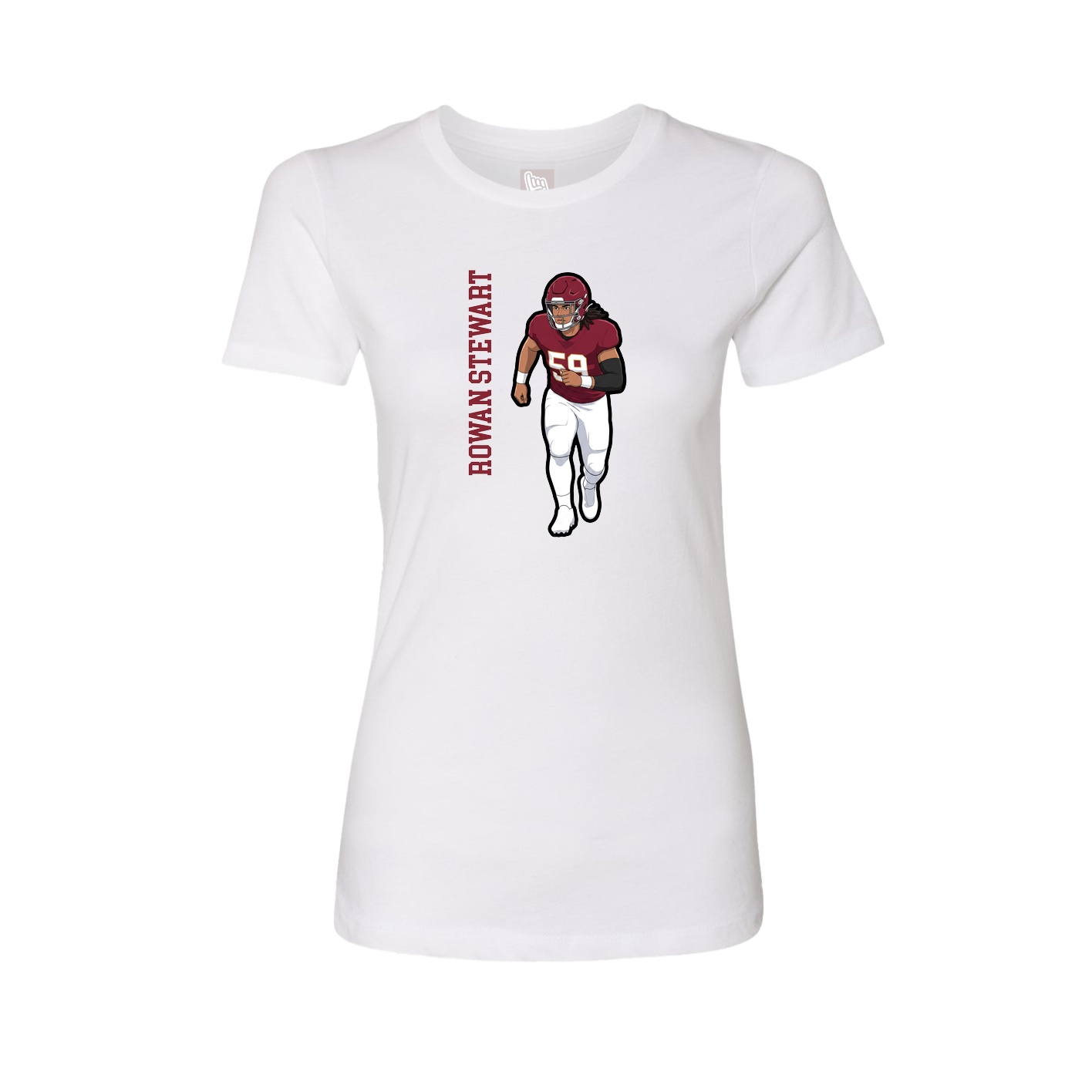 Womens Tee — Name Vertical in White