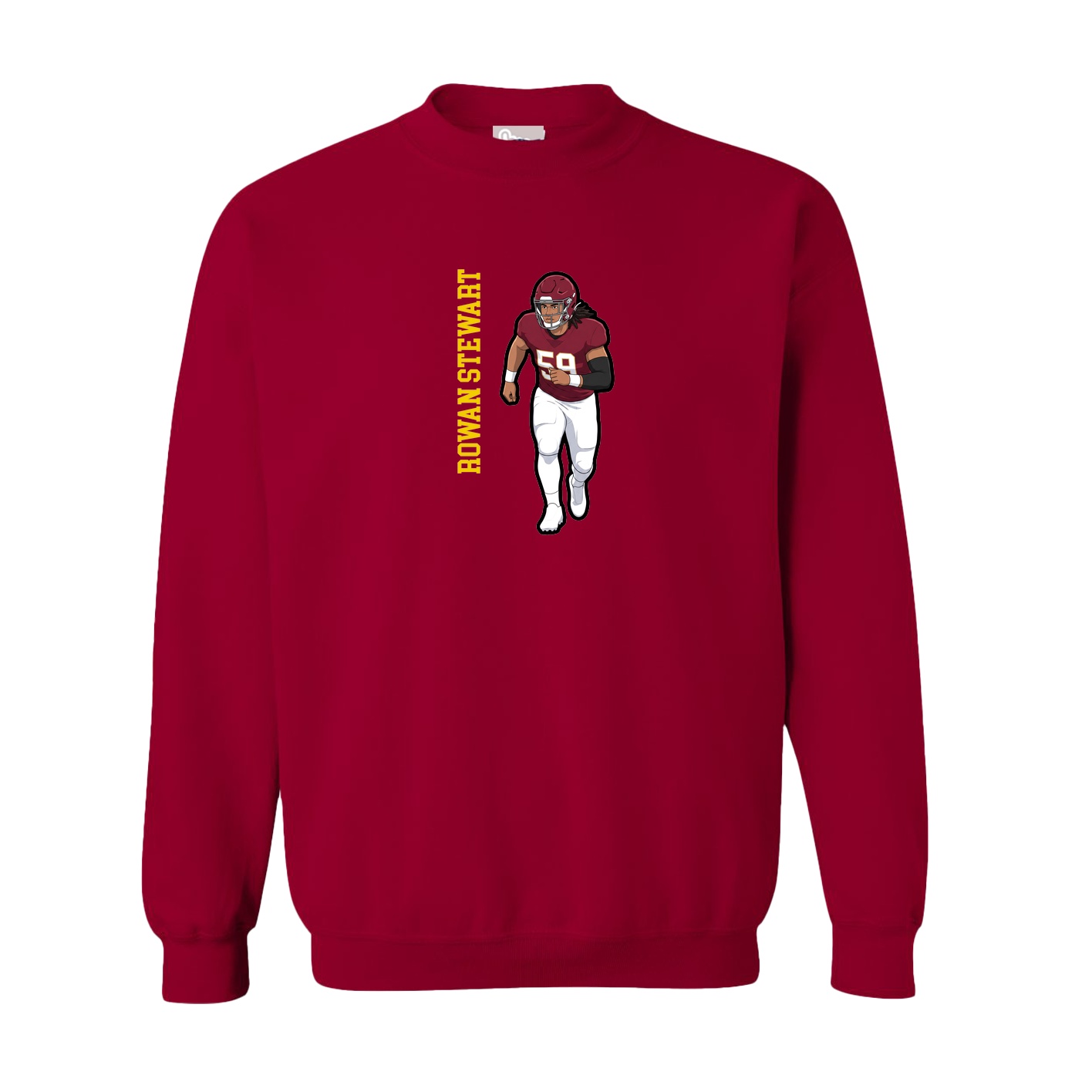 Fleece Crew — Name Vertical in Cardinal