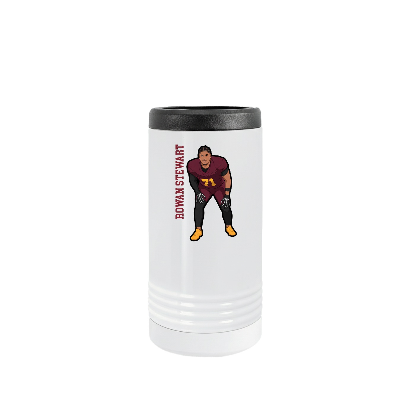 Slim Beverage Holder — Name Vertical in White