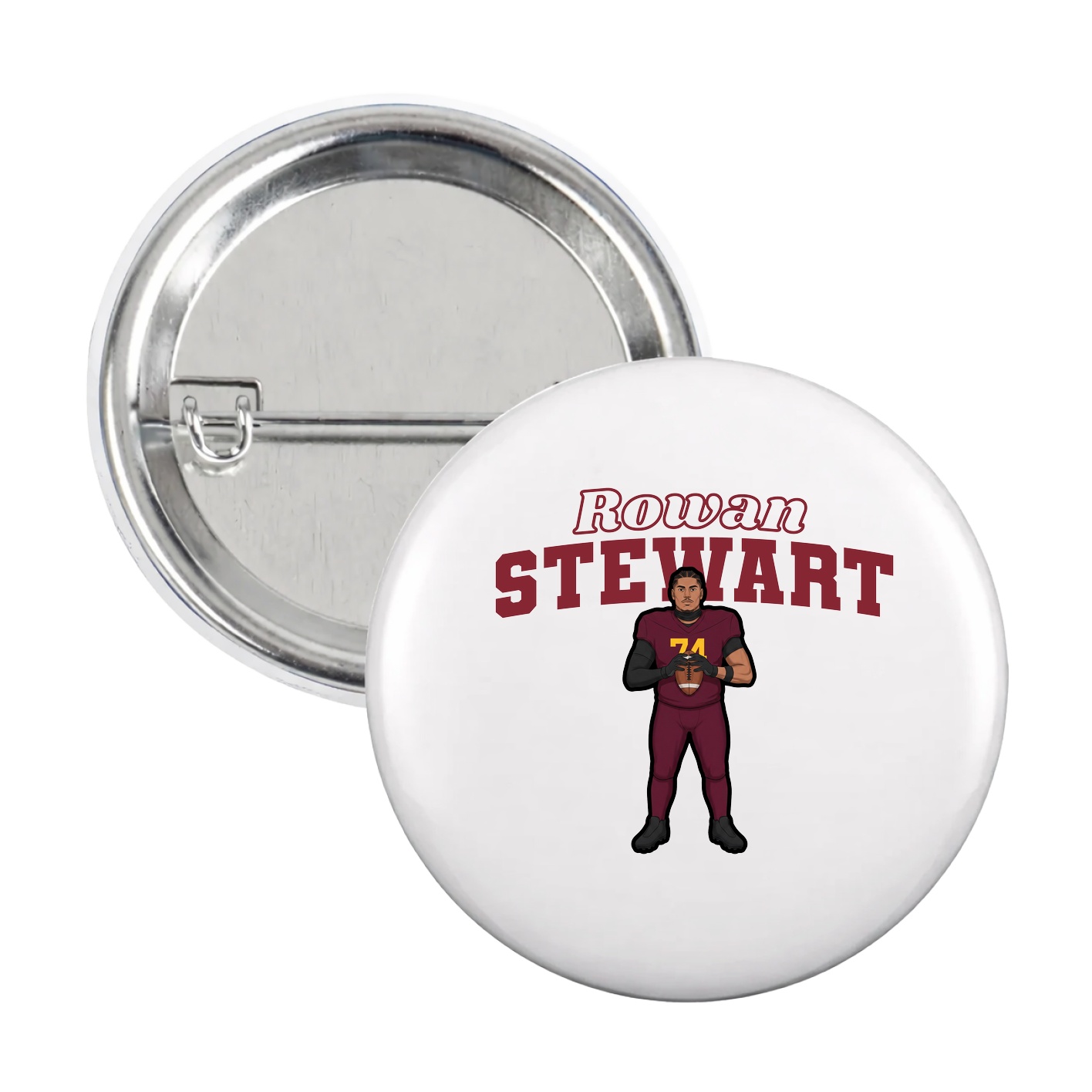 Game Day Button — Name Arch in White