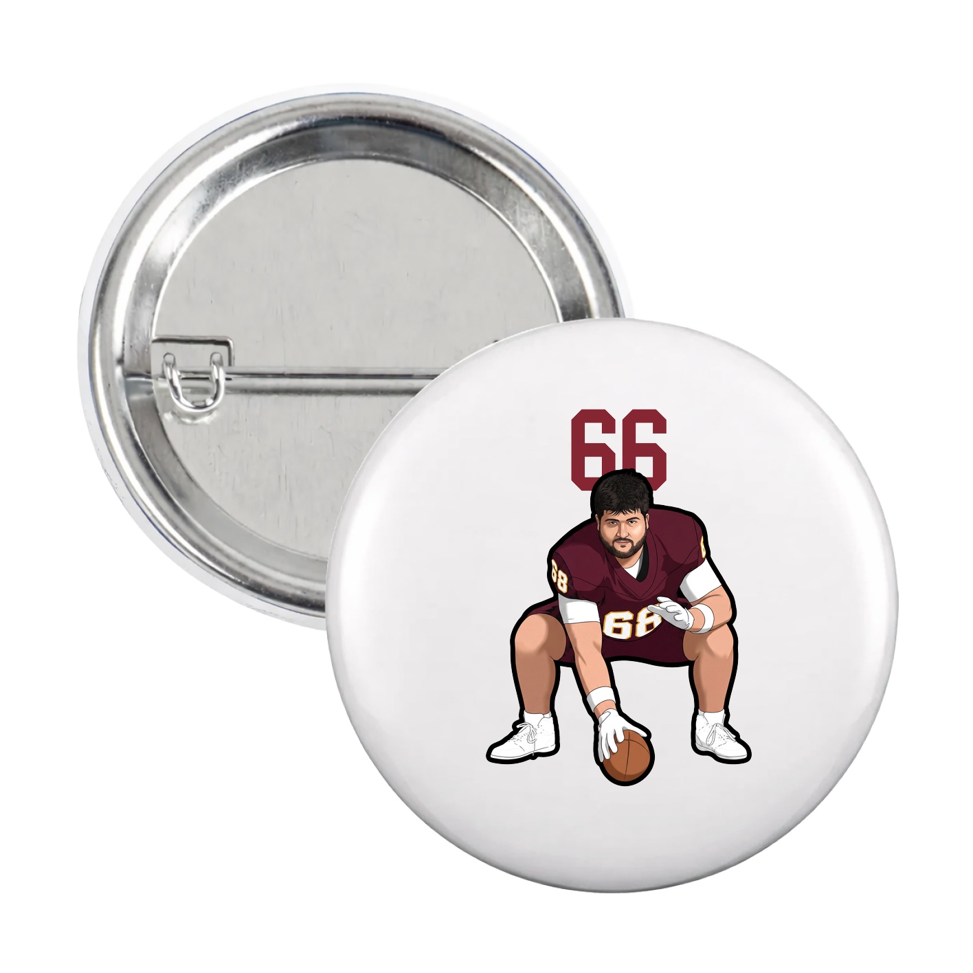 Game Day Button — Number Top in White