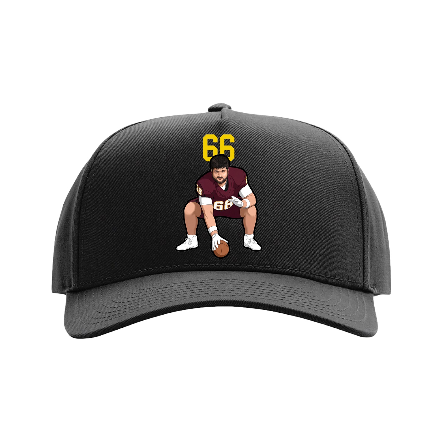 Full Fabric Five-Panel Champ Cap — Number Top in Black